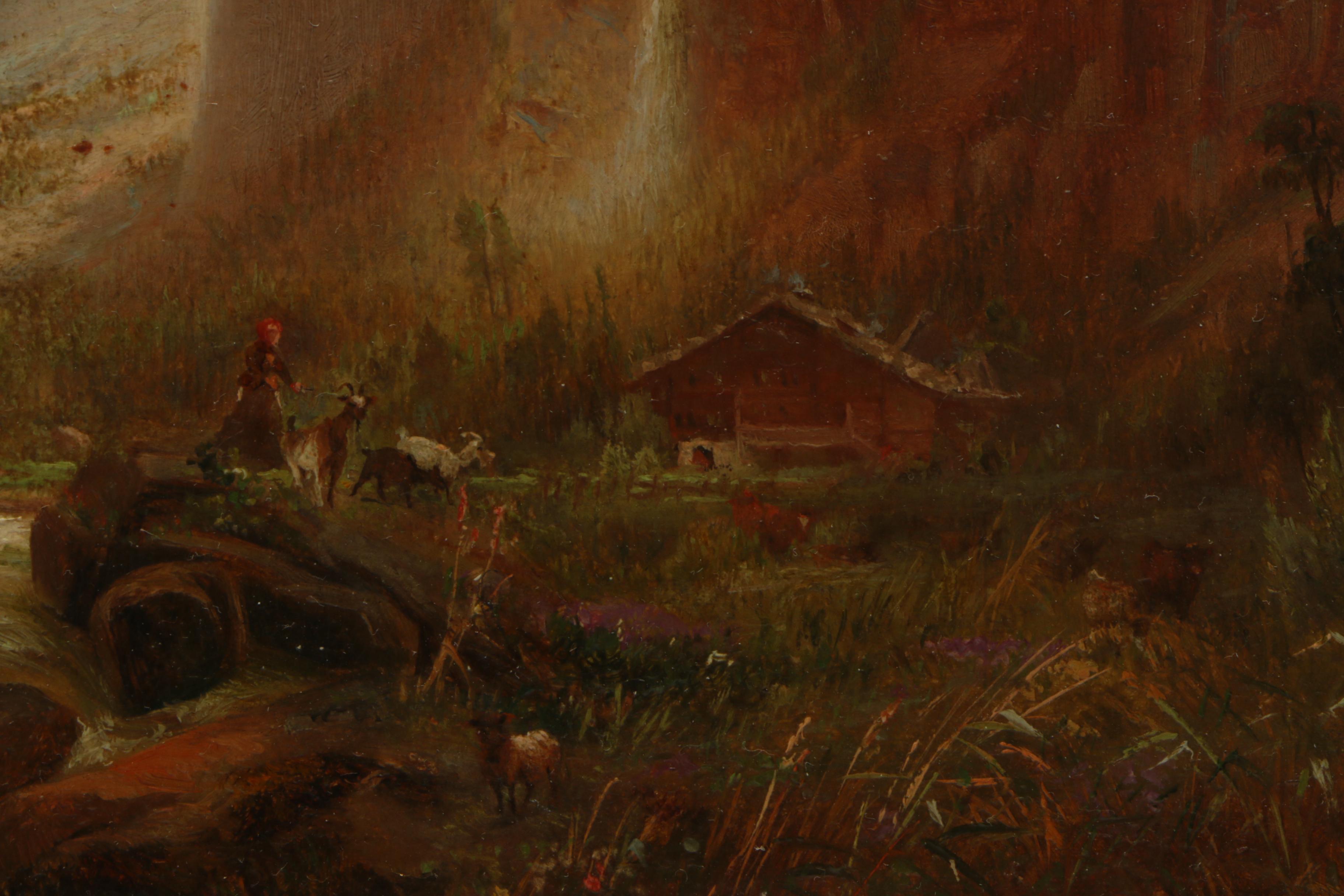 Carl L. Brandt Landscape Oil Painting on Board of Riverside Cabin