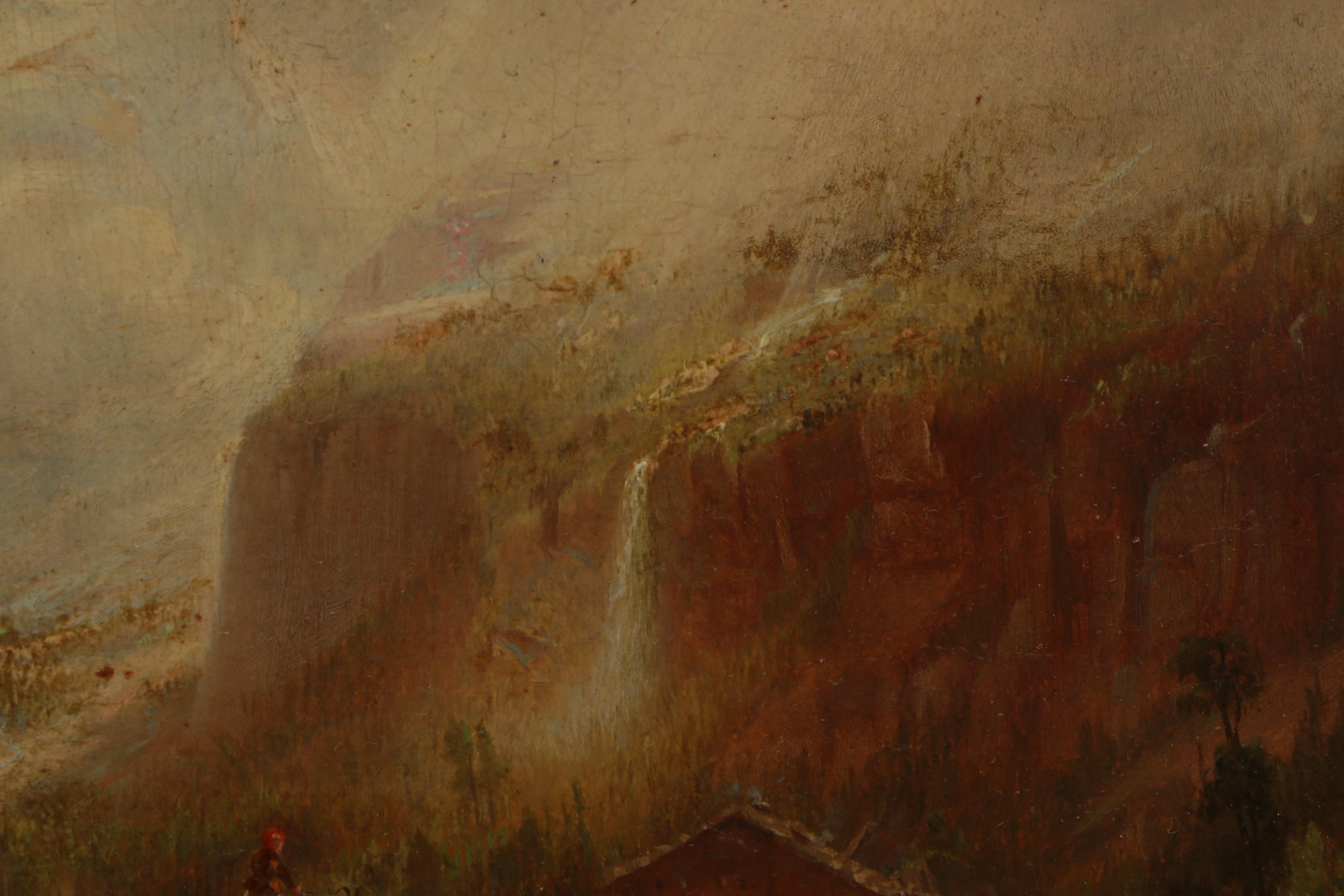 Carl L. Brandt Landscape Oil Painting on Board of Riverside Cabin