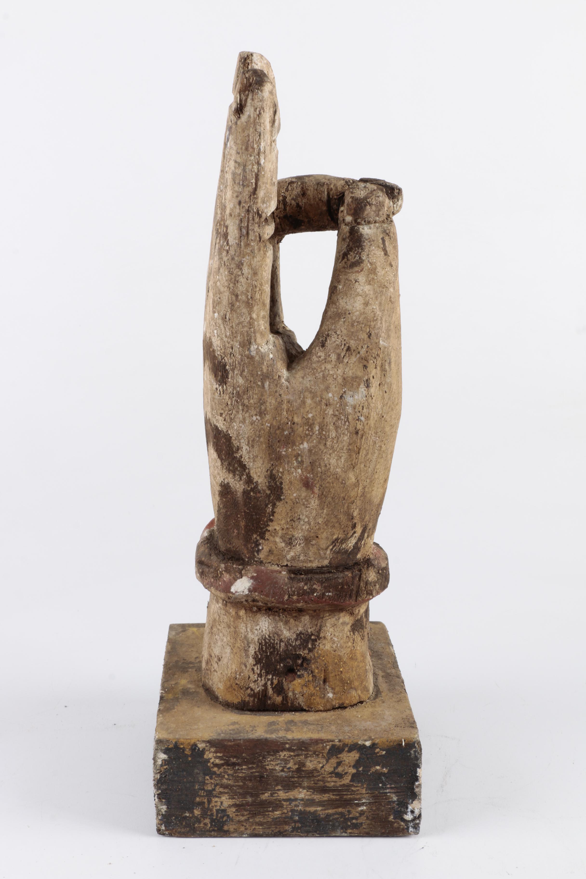Carved Wood "Peace Sign" Hand Sculpture