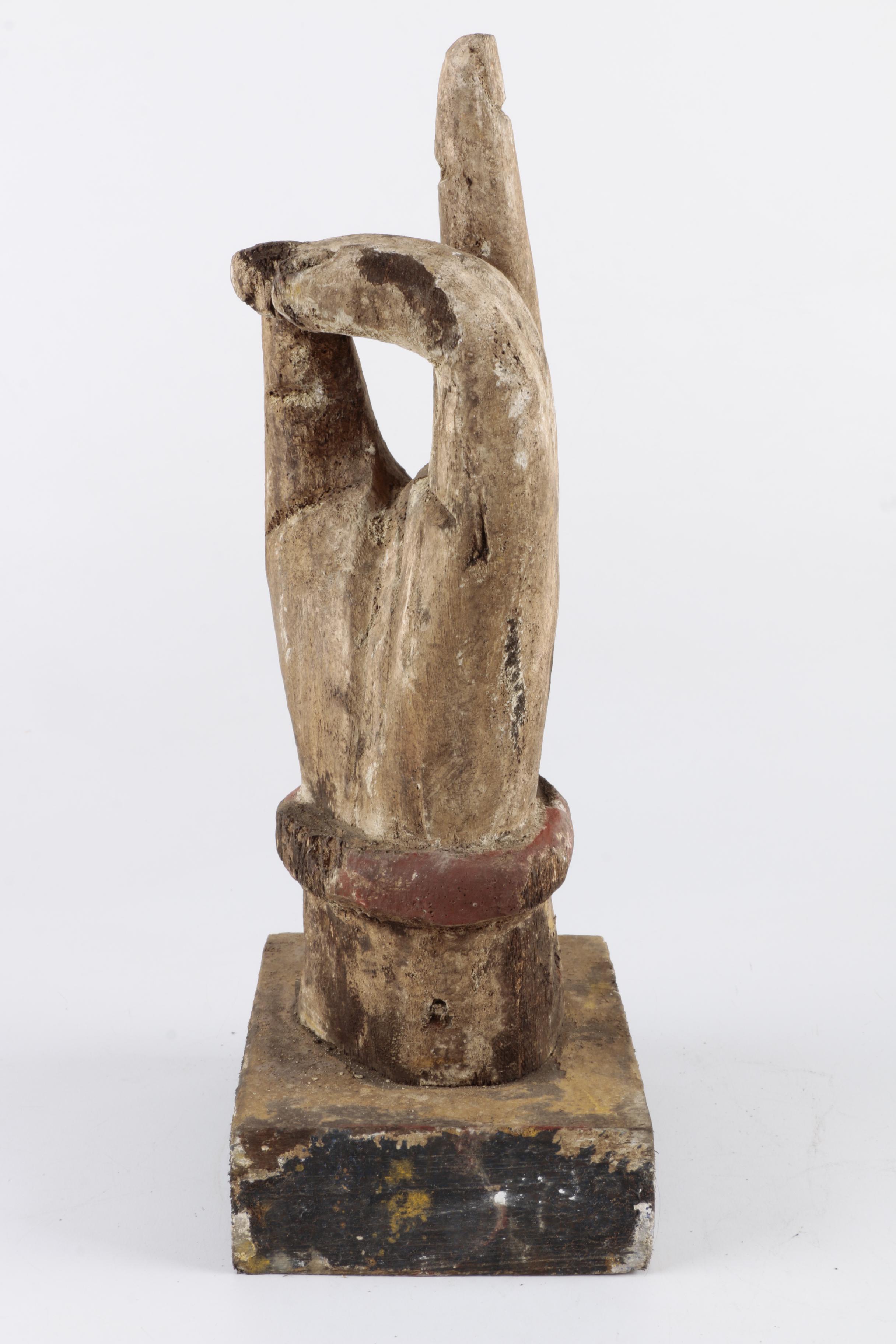 Carved Wood "Peace Sign" Hand Sculpture