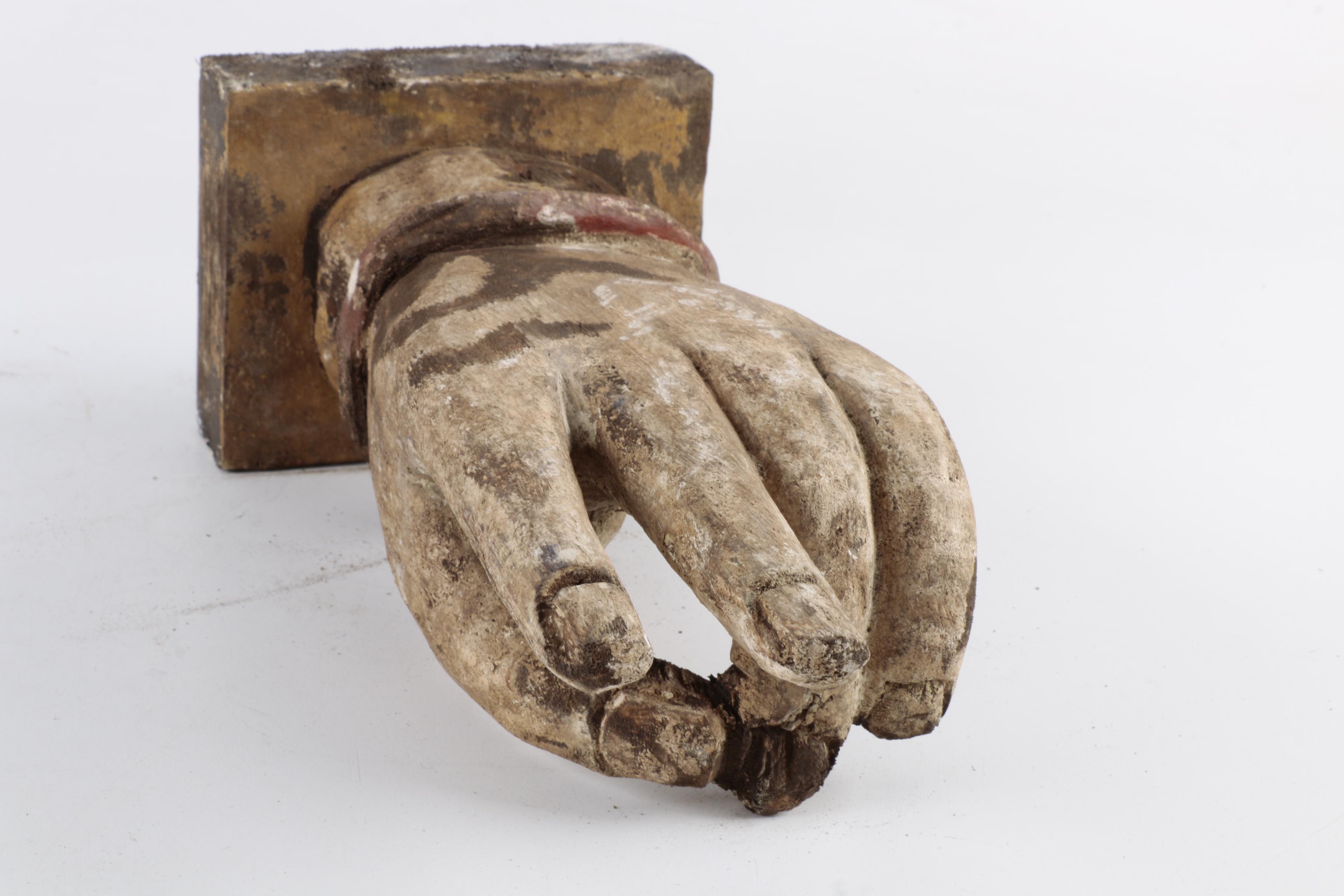 Carved Wood "Peace Sign" Hand Sculpture