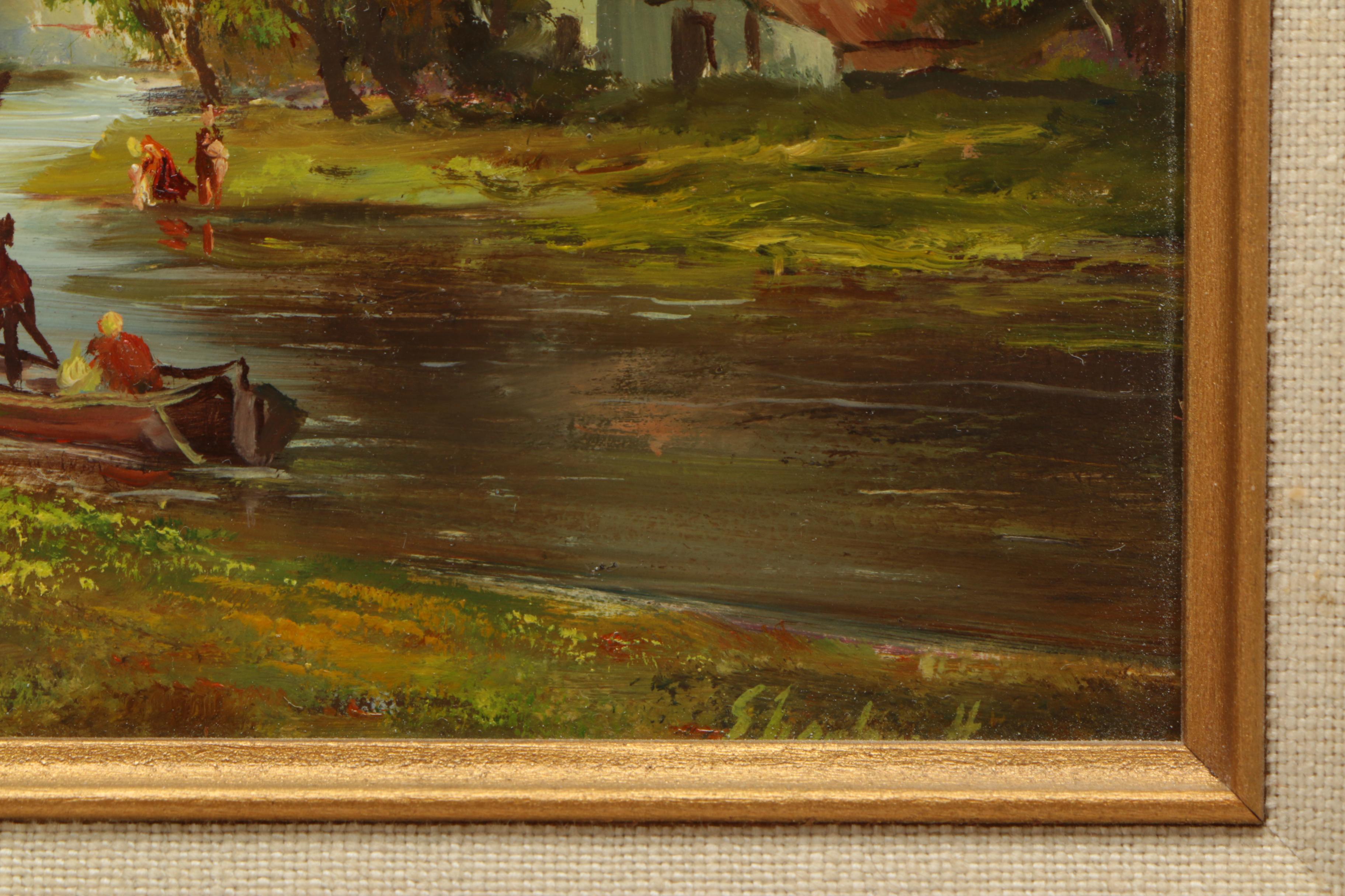 Ebenhardt Oil Painting on Panel of a European Landscape