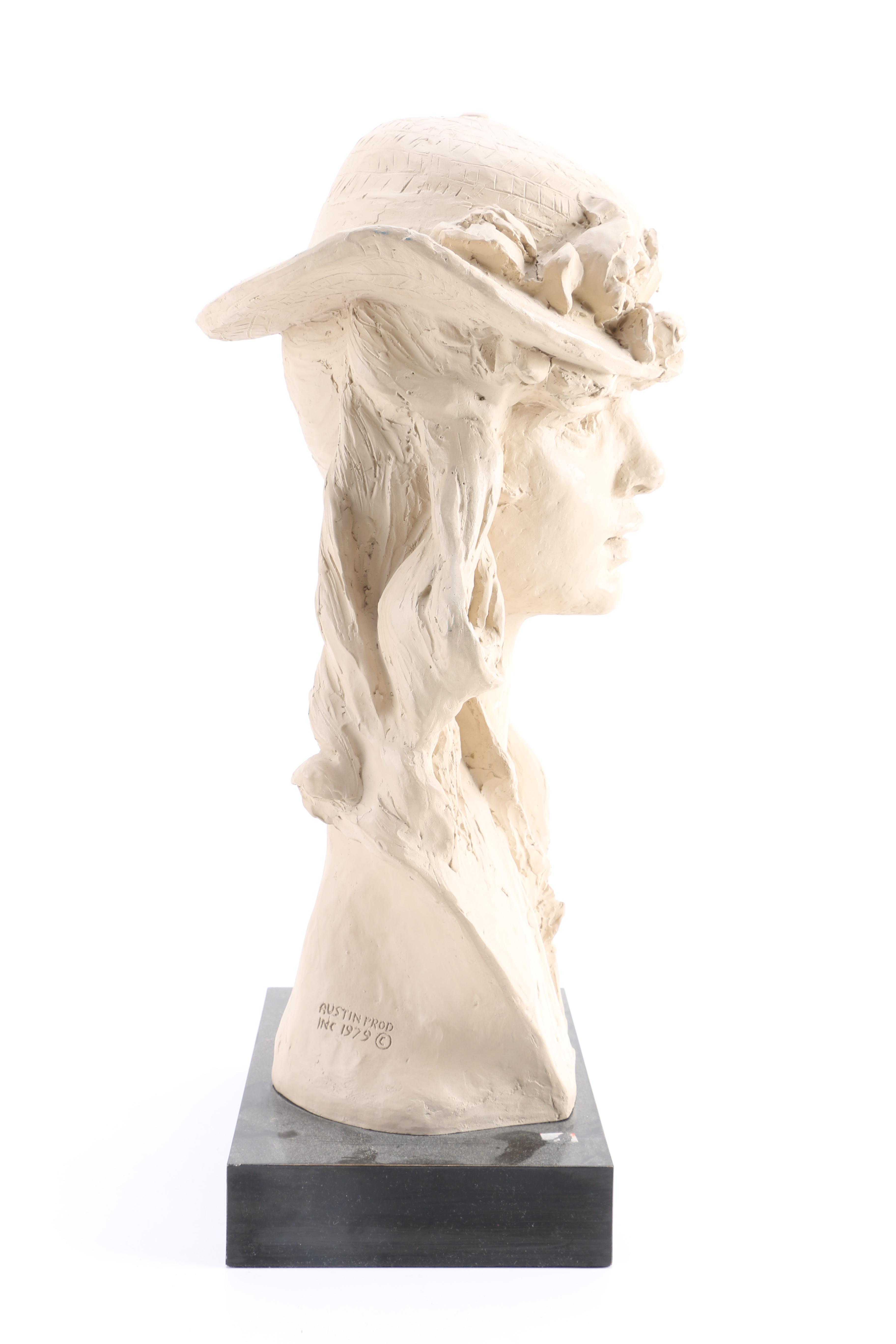 Plaster Sculpture After Auguste Rodin "Young Woman in a Floral Hat"