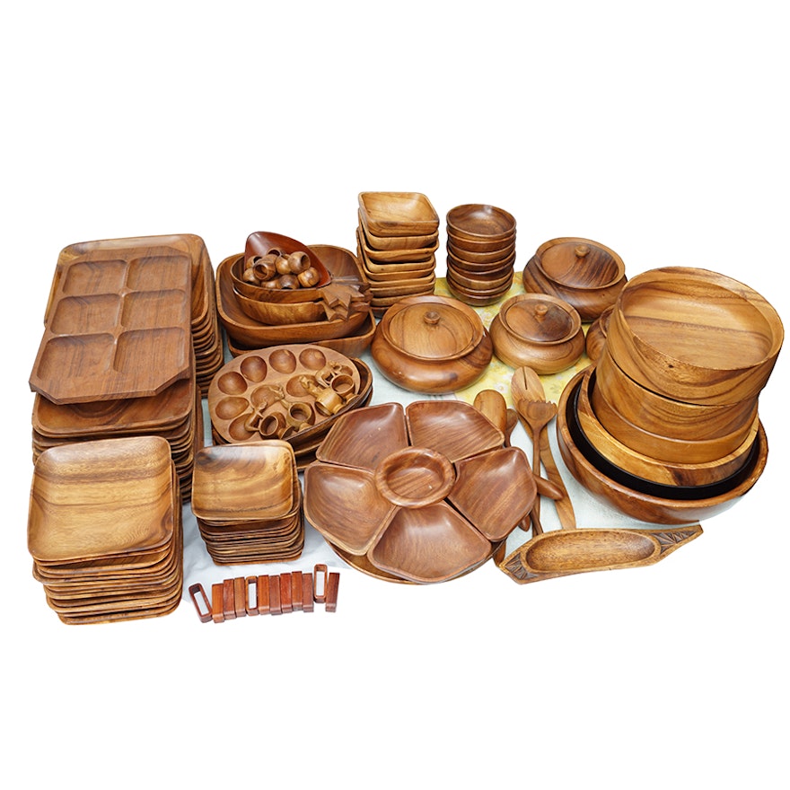 Generous Assortment of Wooden Tableware