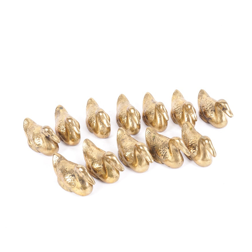 Collection of Miniature Brass Ducks
