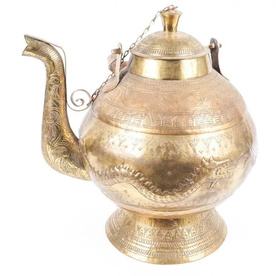 Large Asian Brass Teapot