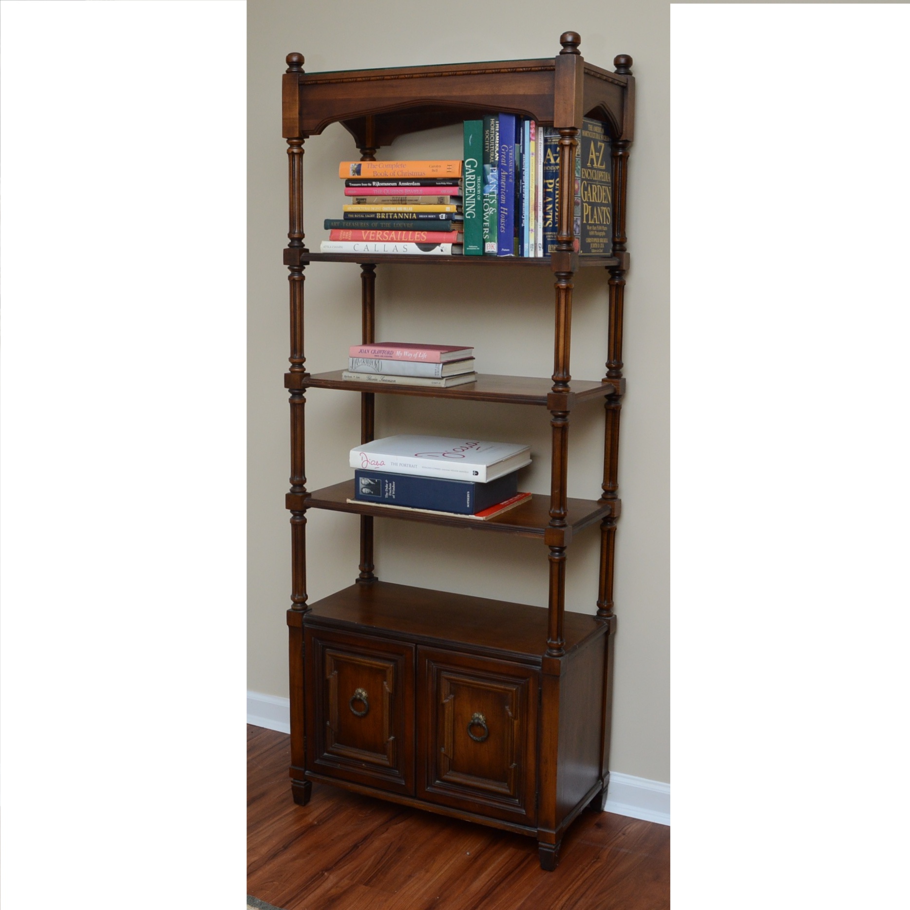 Vintage Open Book Shelf and Books