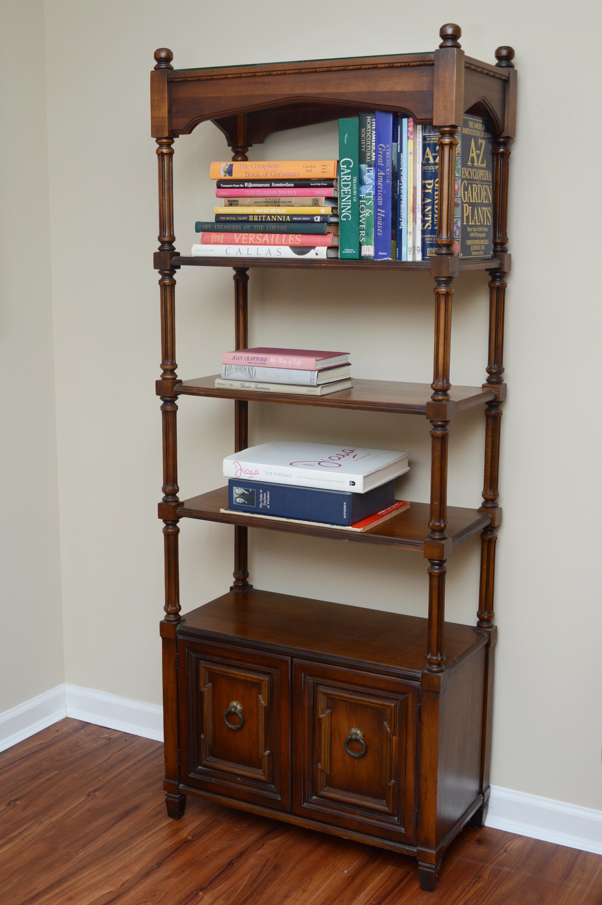 Vintage Open Book Shelf and Books