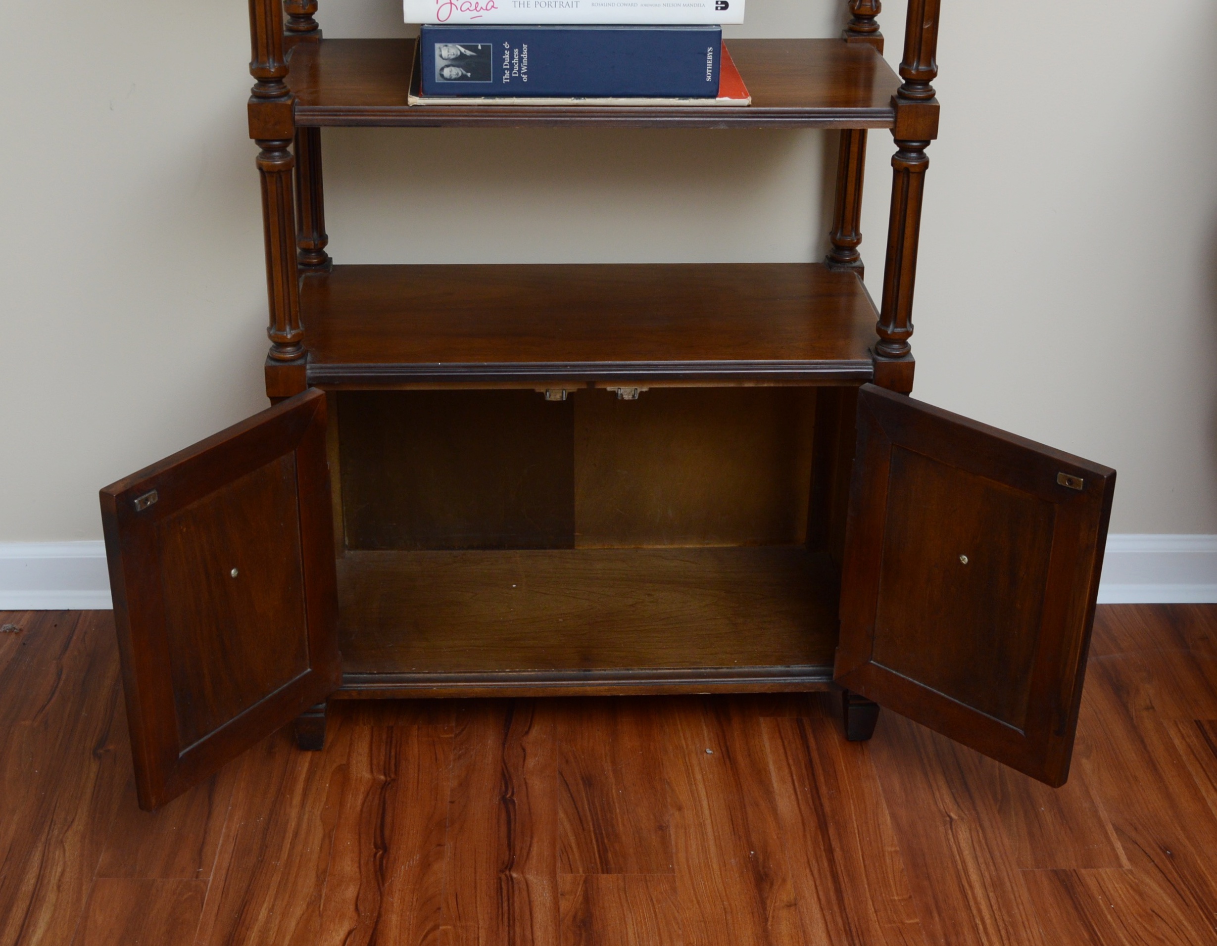 Vintage Open Book Shelf and Books