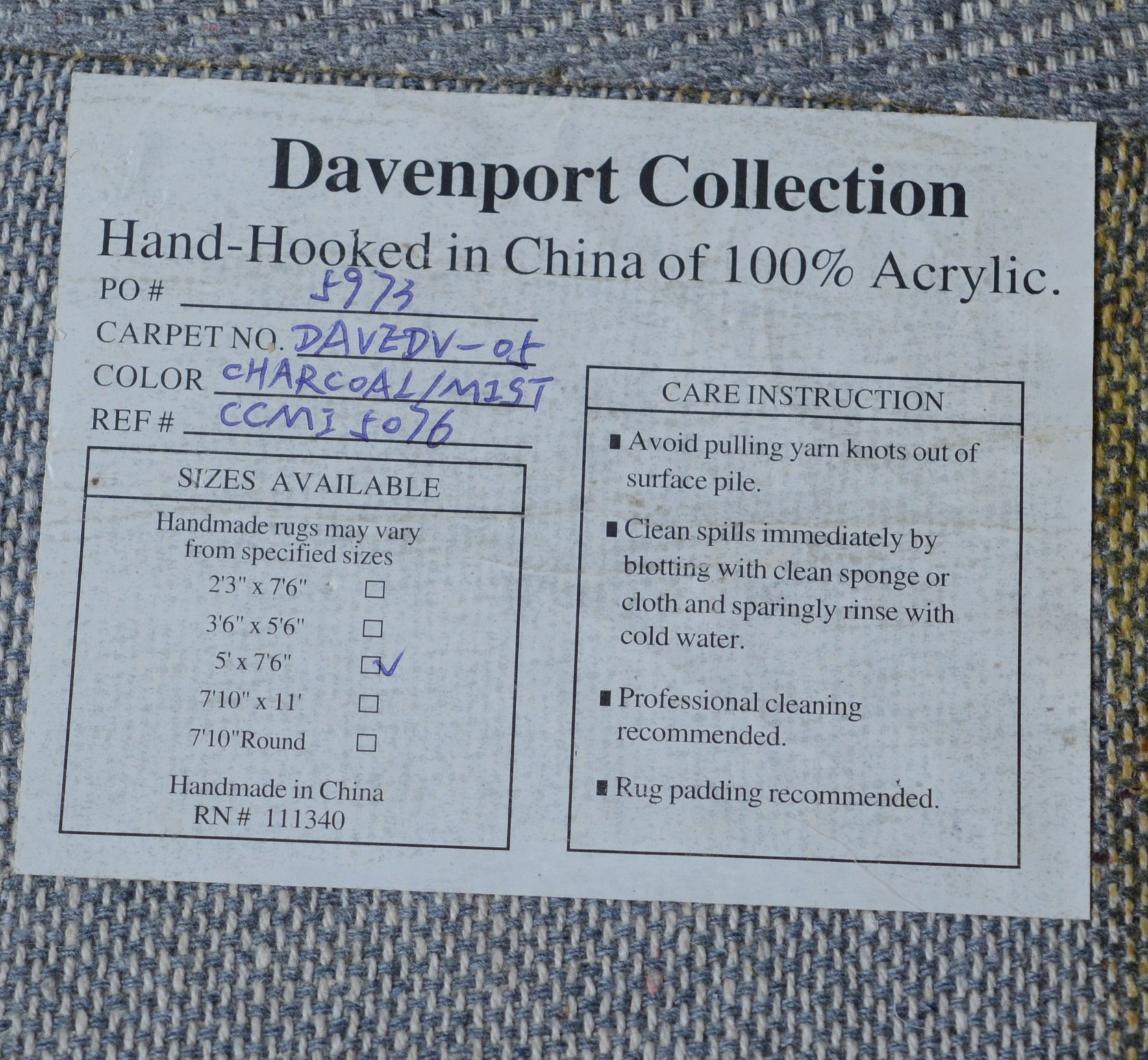 Hand Hooked Davenport Collection Area Rug