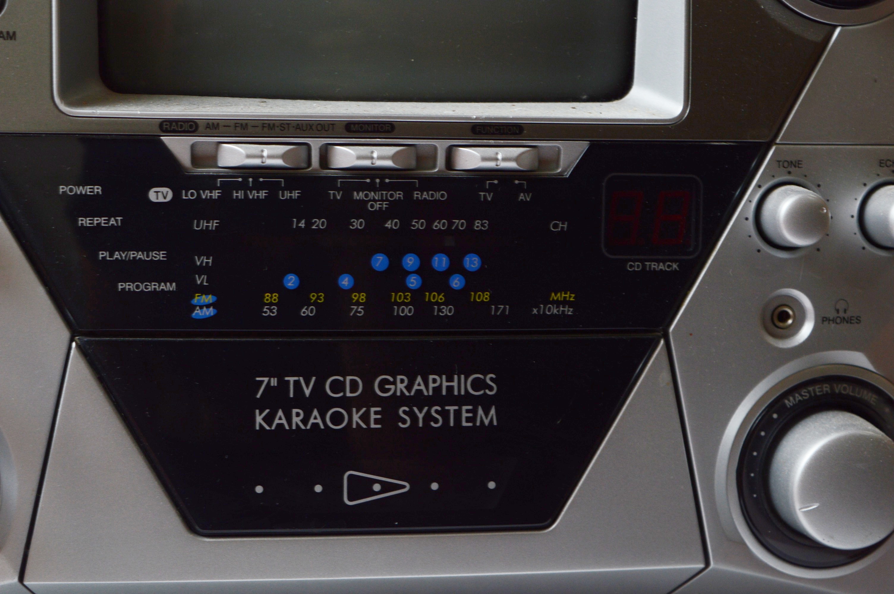 Memorex Karaoke Machine with CDs, and Hitachi Boombox