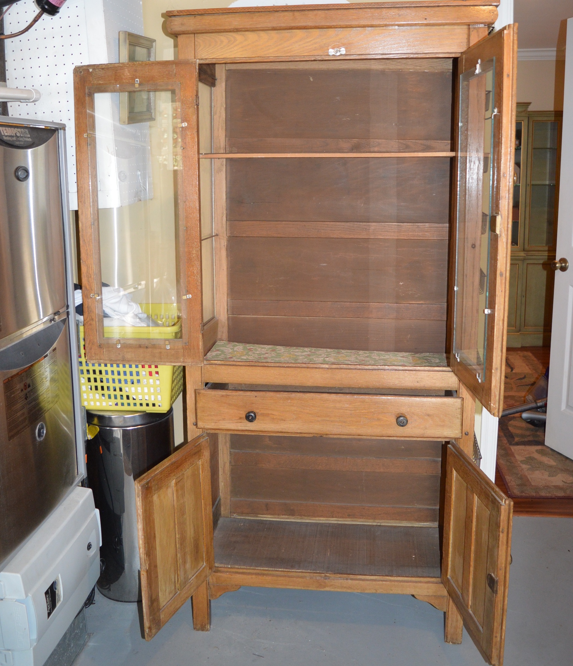 Antique Oak Kitchen Hutch