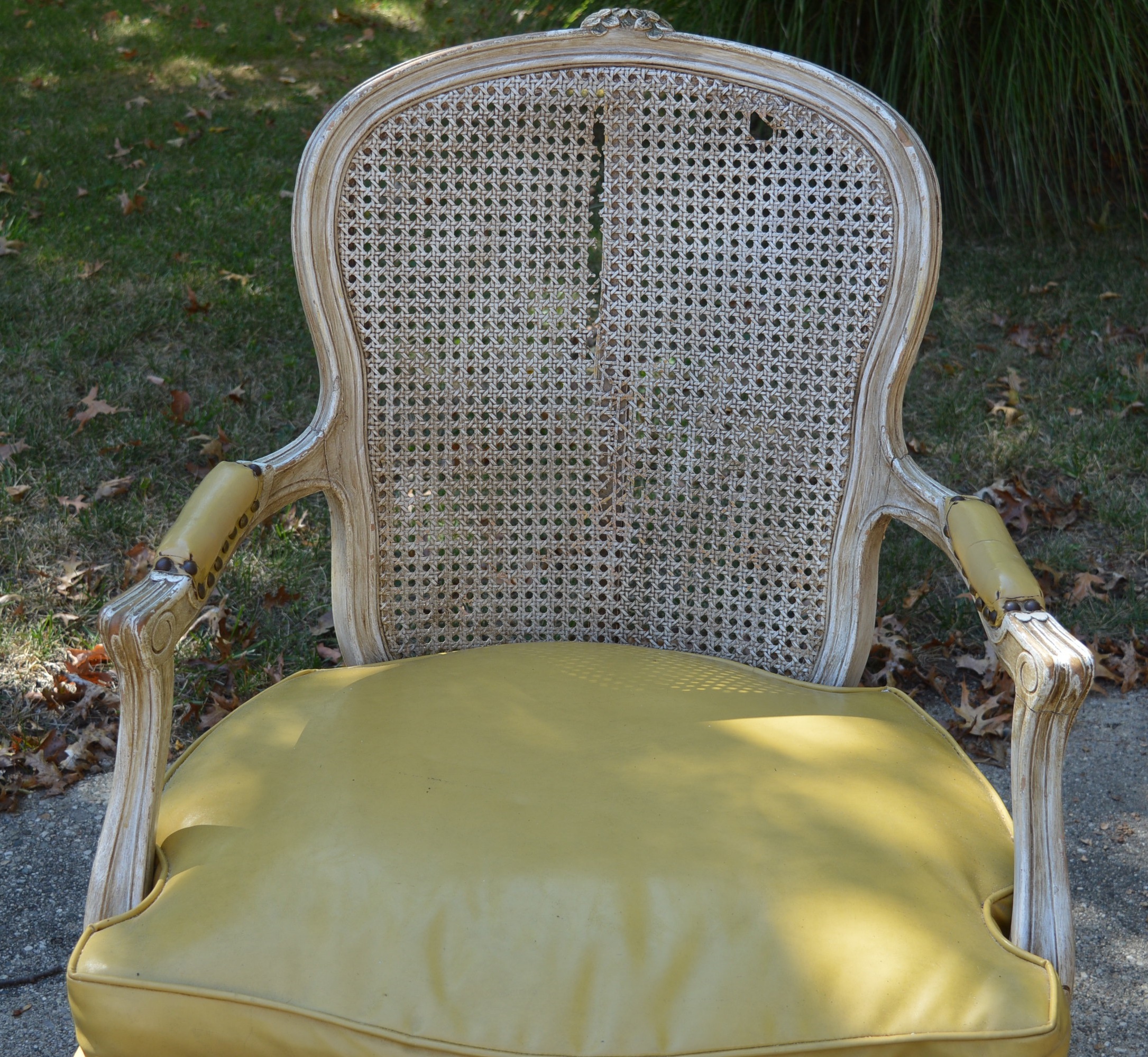Pair of Vintage Cane Back Chairs and Cocktail Table