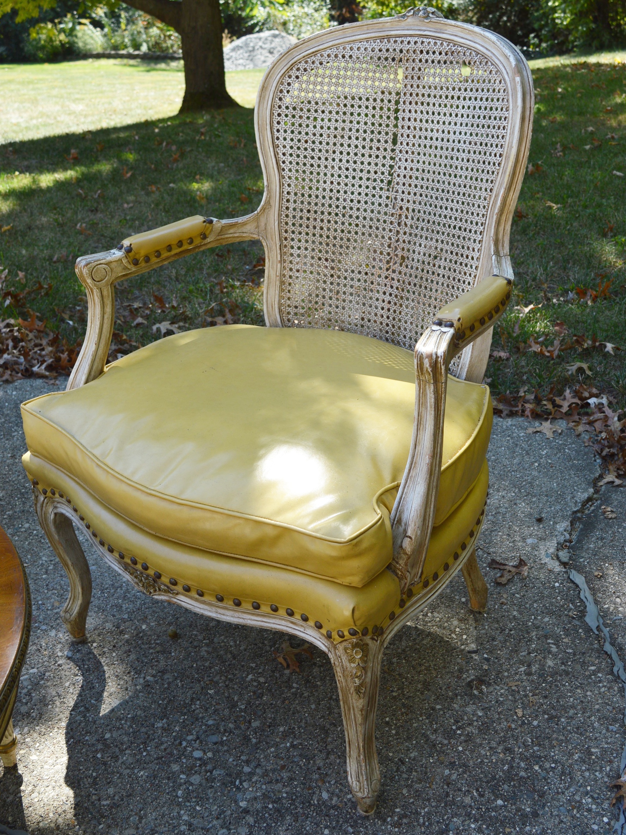 Pair of Vintage Cane Back Chairs and Cocktail Table