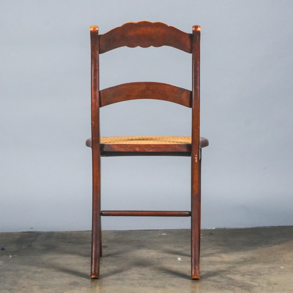 Vintage Caned Stool and Rose-Carved Side Chair