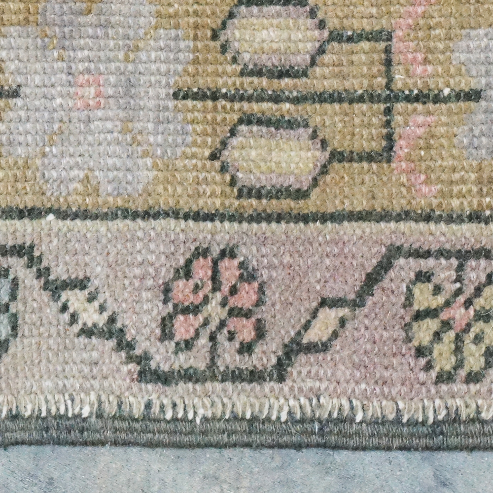 Semi-Antique Hand-Knotted Turkish Oushak Carpet Runner