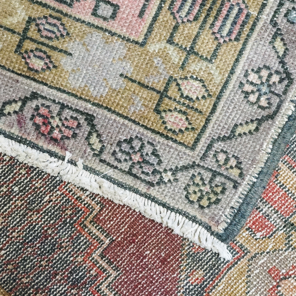 Semi-Antique Hand-Knotted Turkish Oushak Carpet Runner