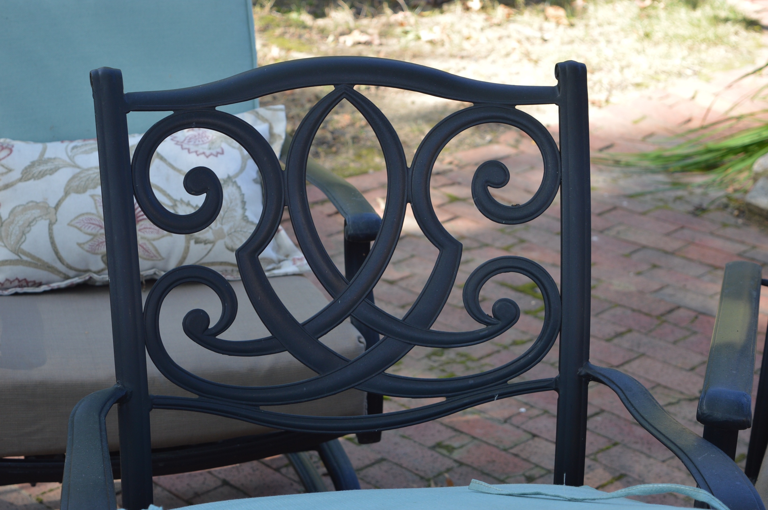 Two Swivel and Two Rocker Patio Chairs with Smith & Hawken Cushions