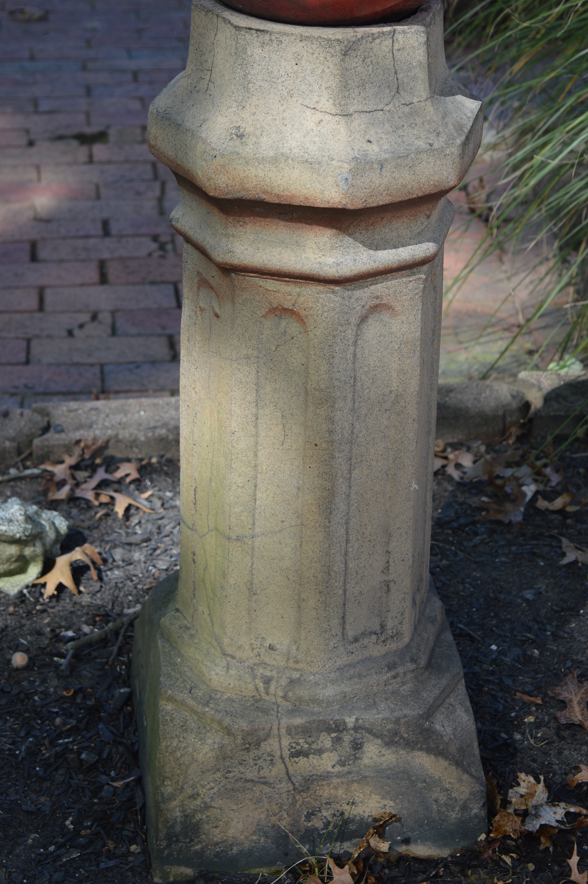 Clay Chimney Cap with Red Gazing Ball