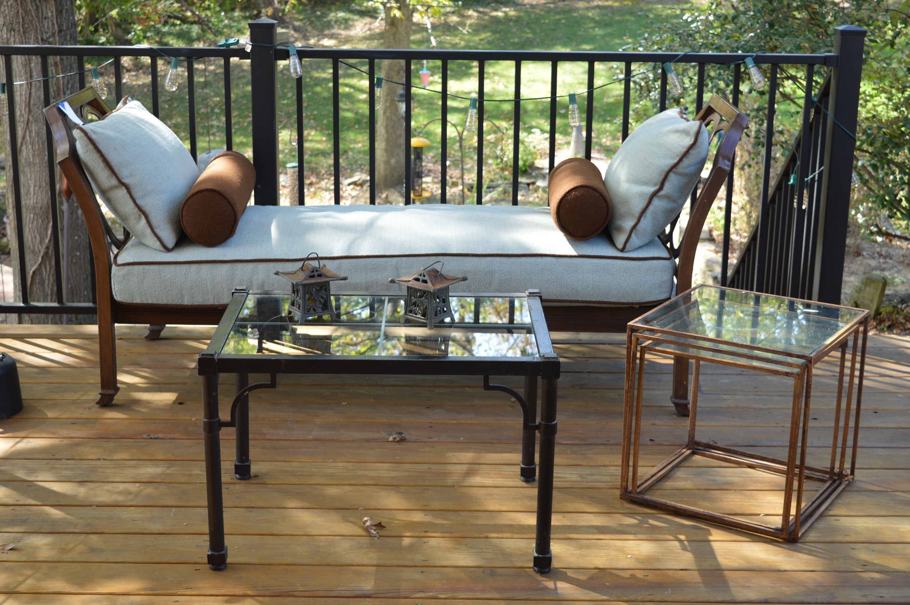 Patio Open Back Settee, Coffee Table and Nesting Tables