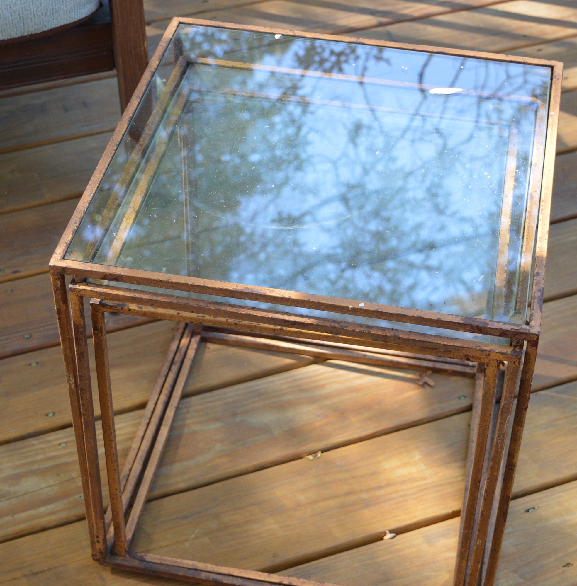 Patio Open Back Settee, Coffee Table and Nesting Tables