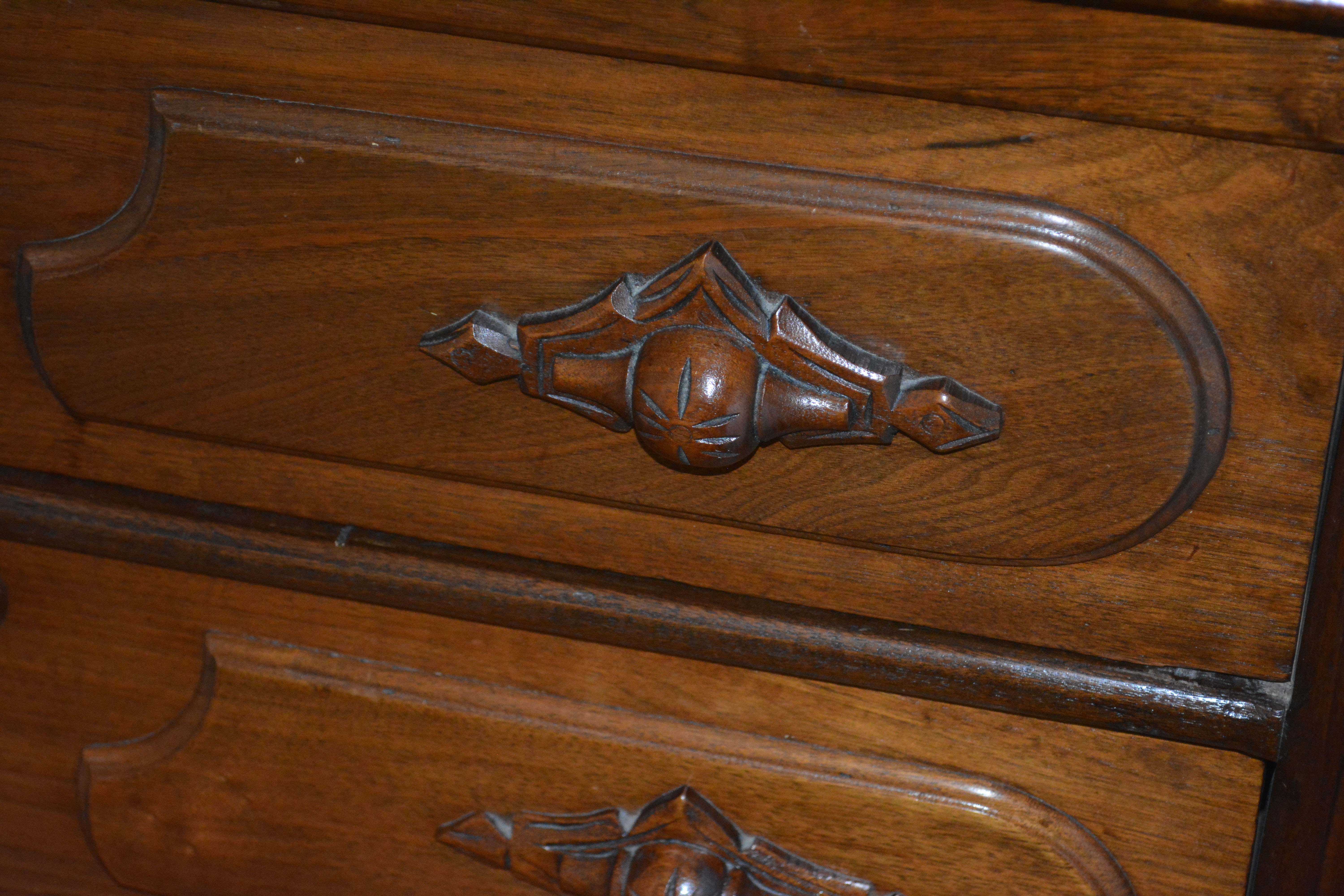 Antique Walnut Rococo Revival Dresser With Marble Insert