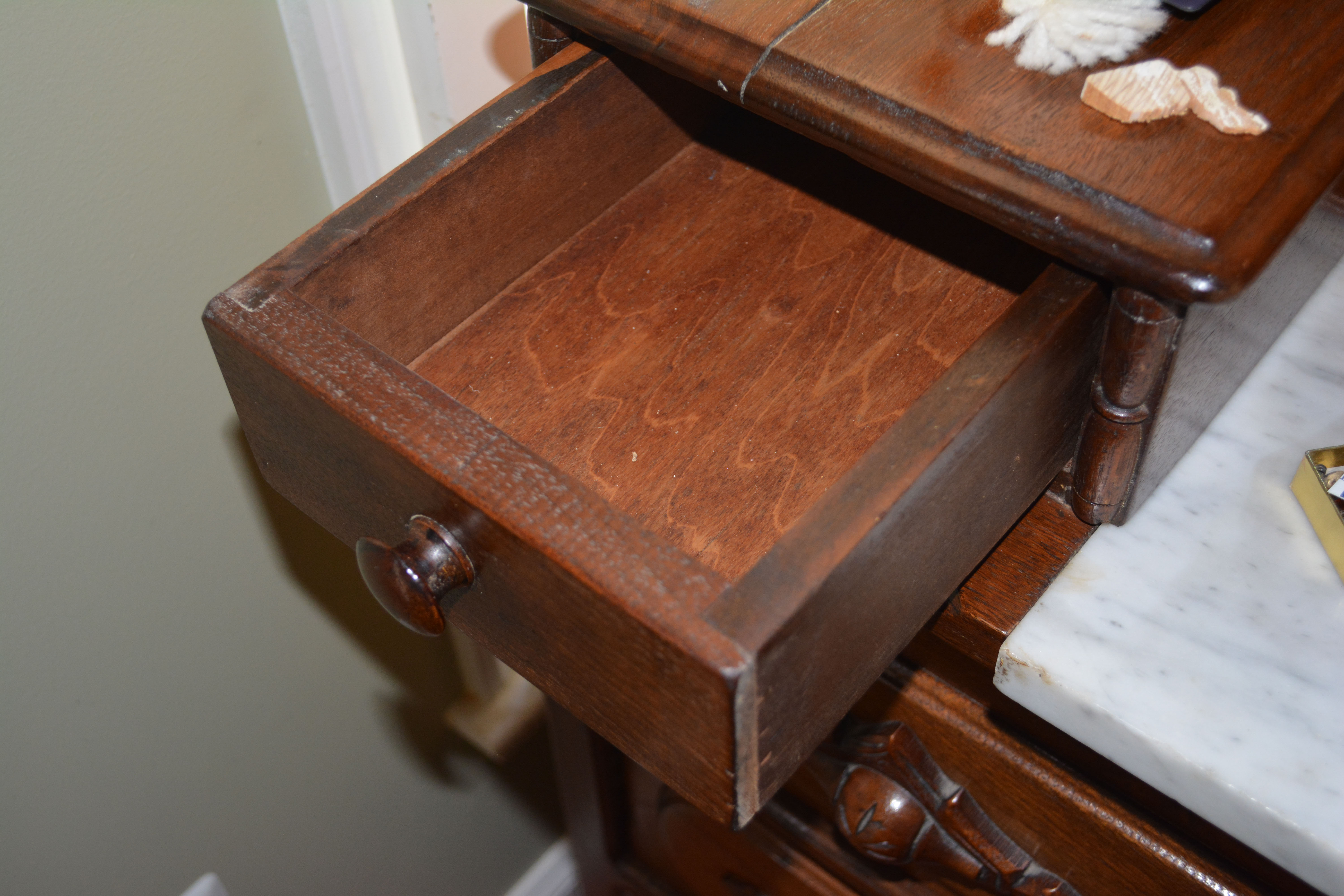 Antique Walnut Rococo Revival Dresser With Marble Insert