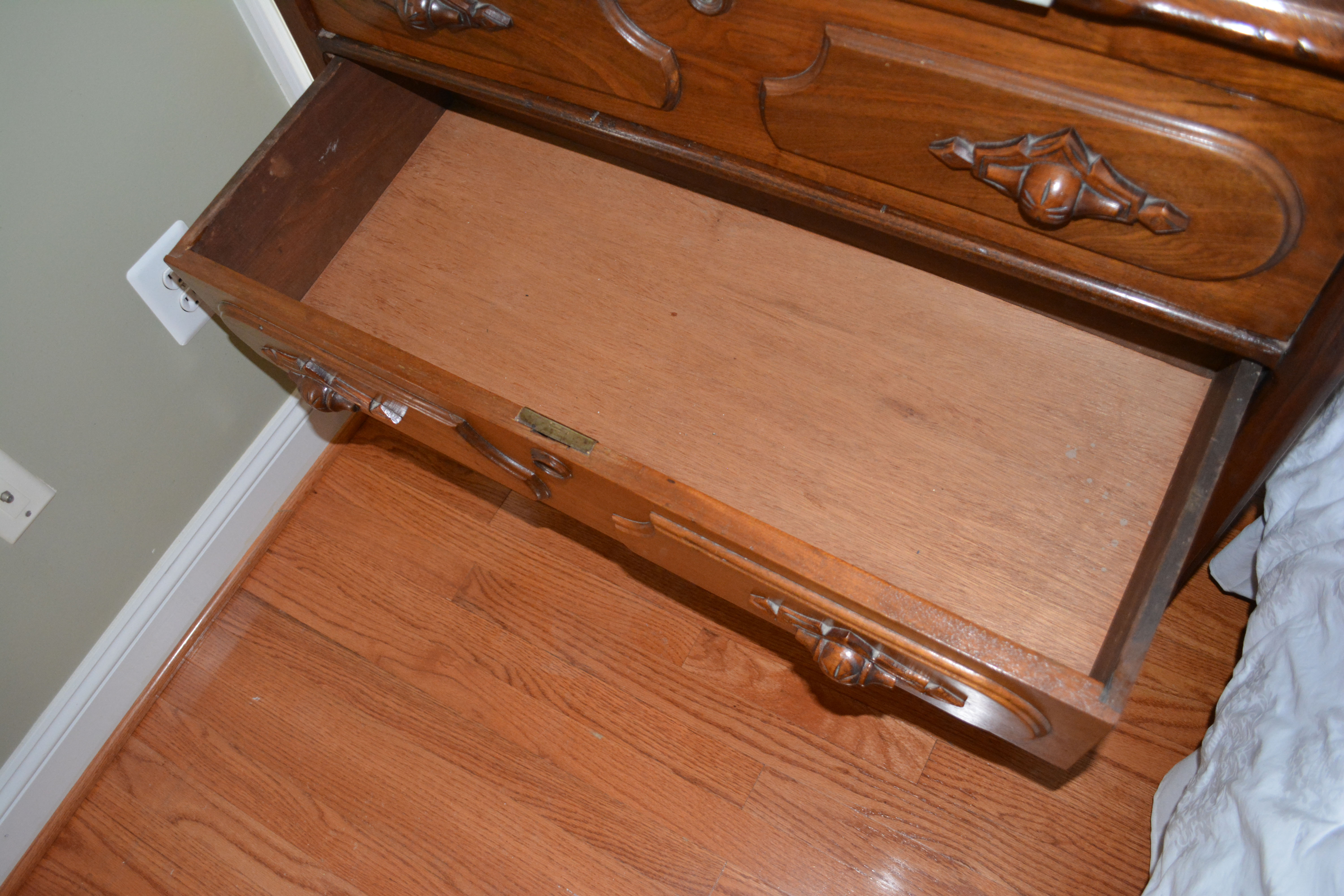 Antique Walnut Rococo Revival Dresser With Marble Insert