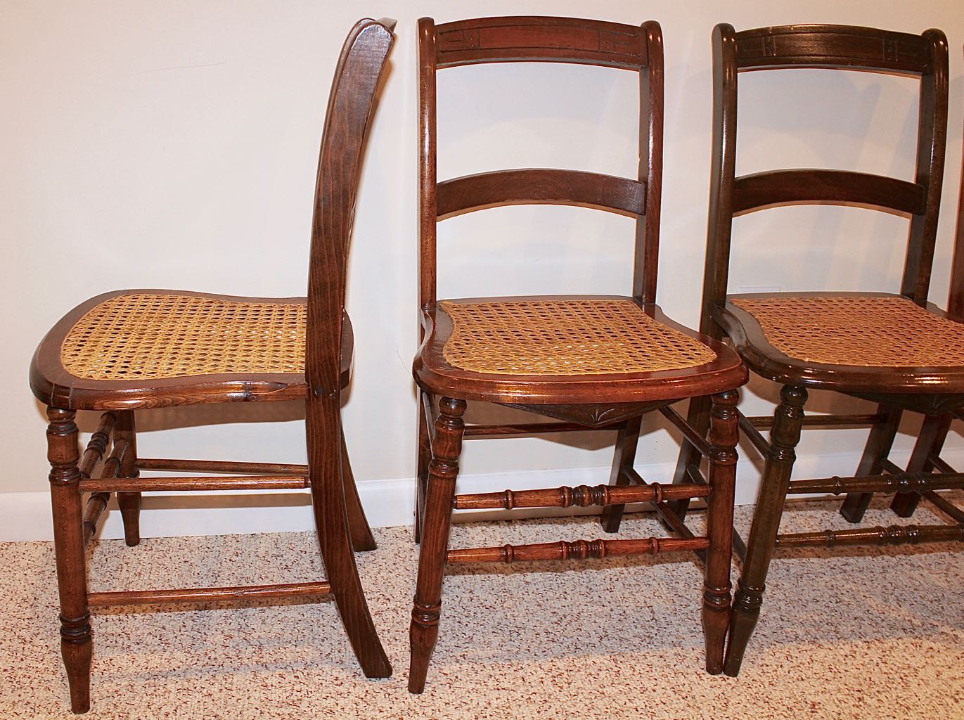 Four Vintage Cane Seat Chairs