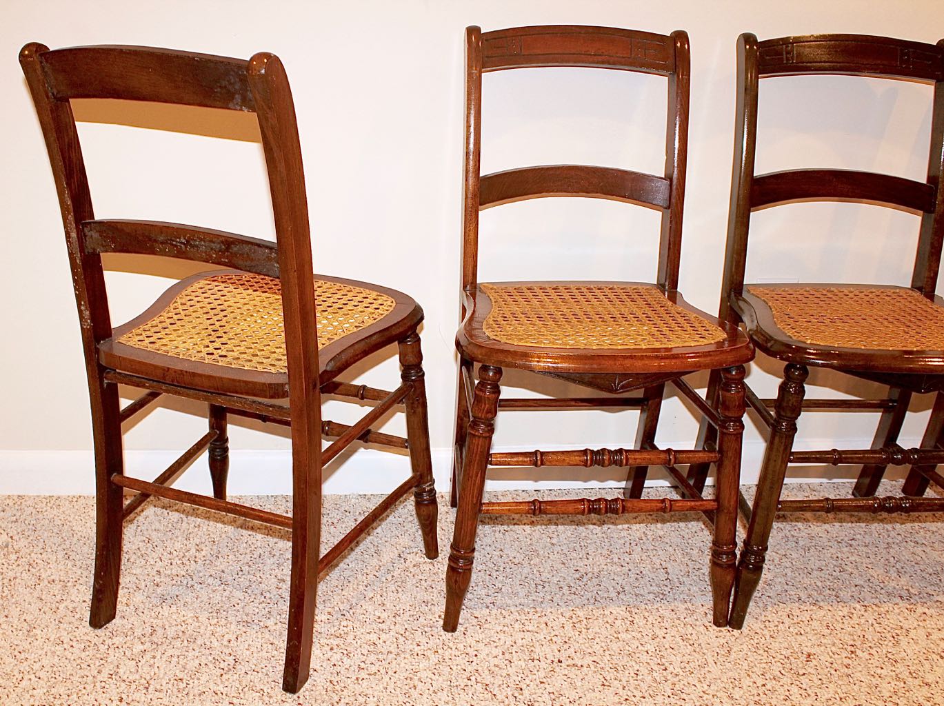 Four Vintage Cane Seat Chairs