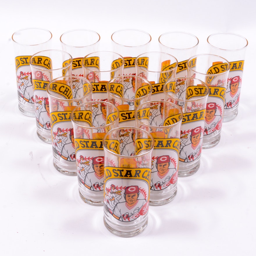 Eighty Pete Rose Gold Star Chili Glassware