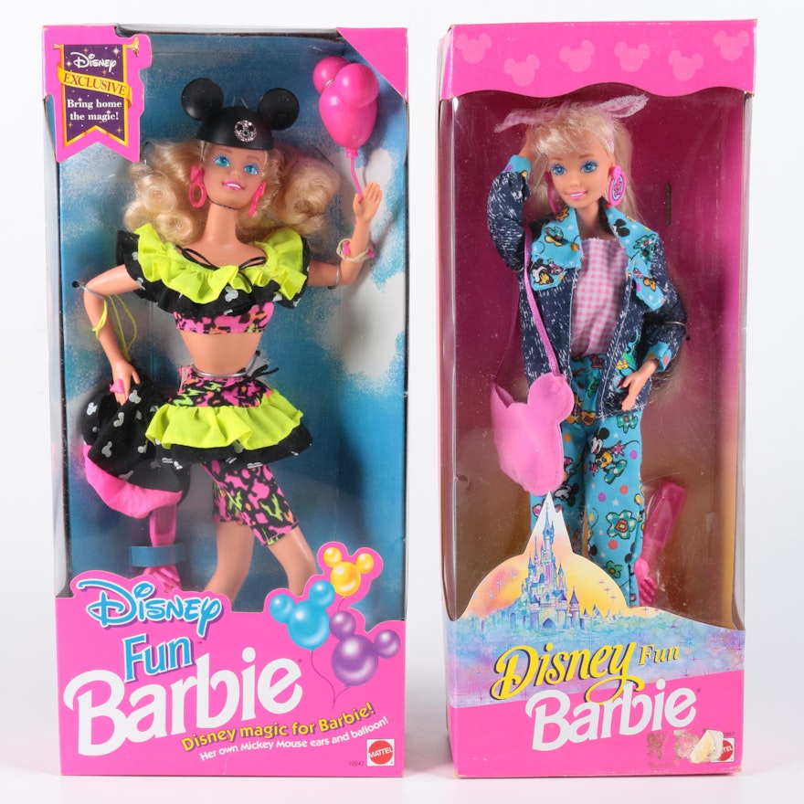 Pair of "Disney Fun" Barbie Dolls