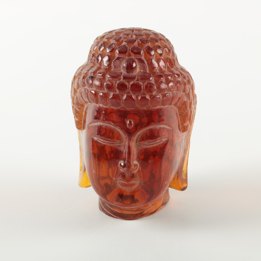 Amber Glass Buddha Head