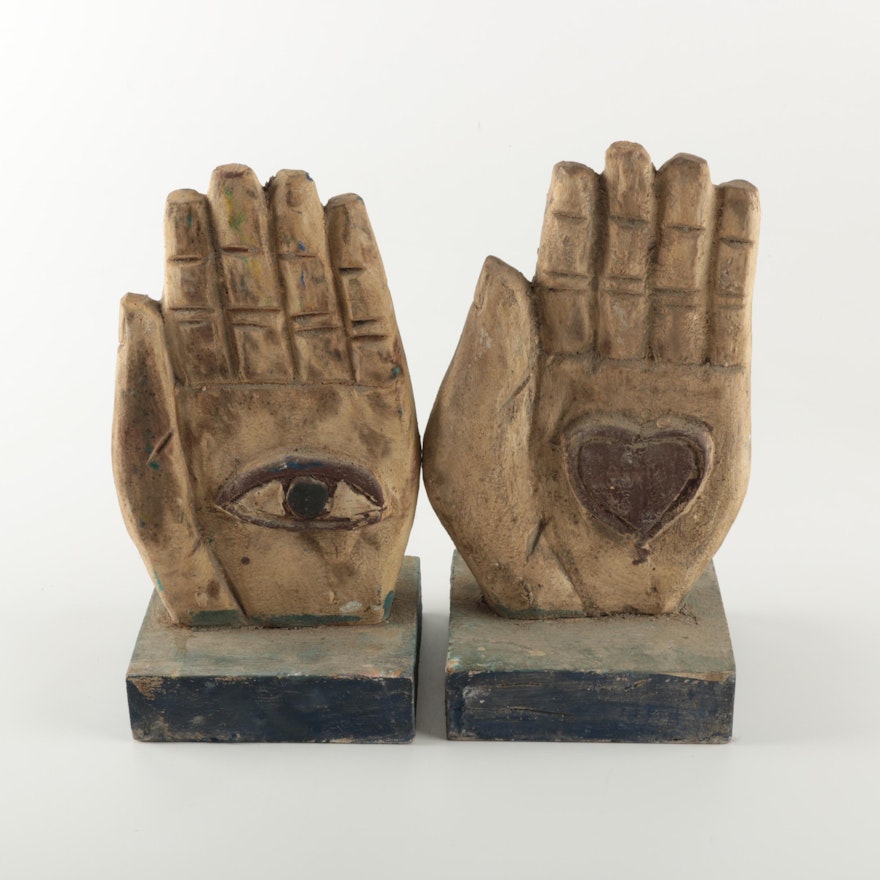 Carved Hamsa Hand Sculptures