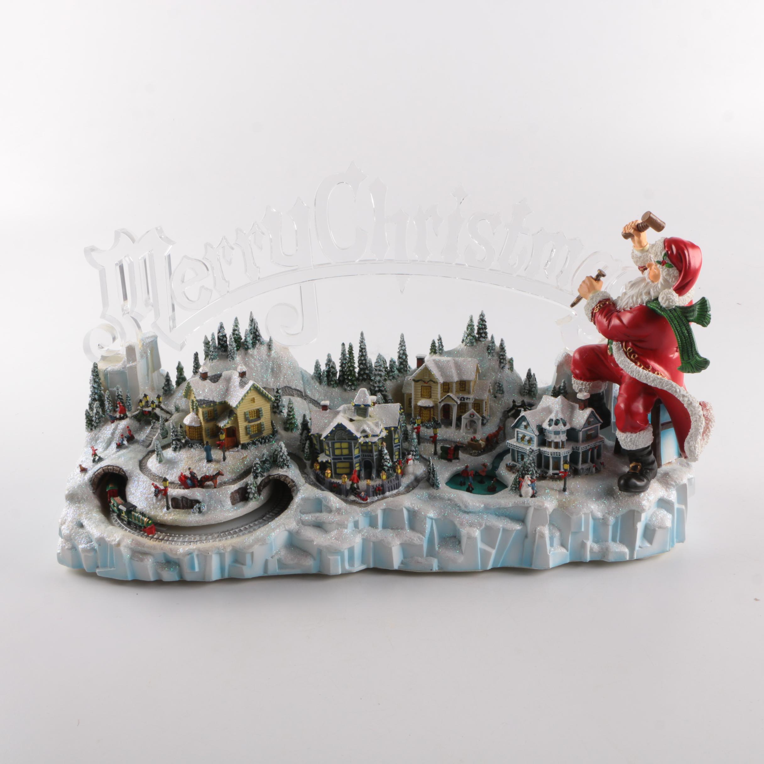 Thomas Kinkade "Santa's Inspiration" Illuminated Moving Musical Wonderland