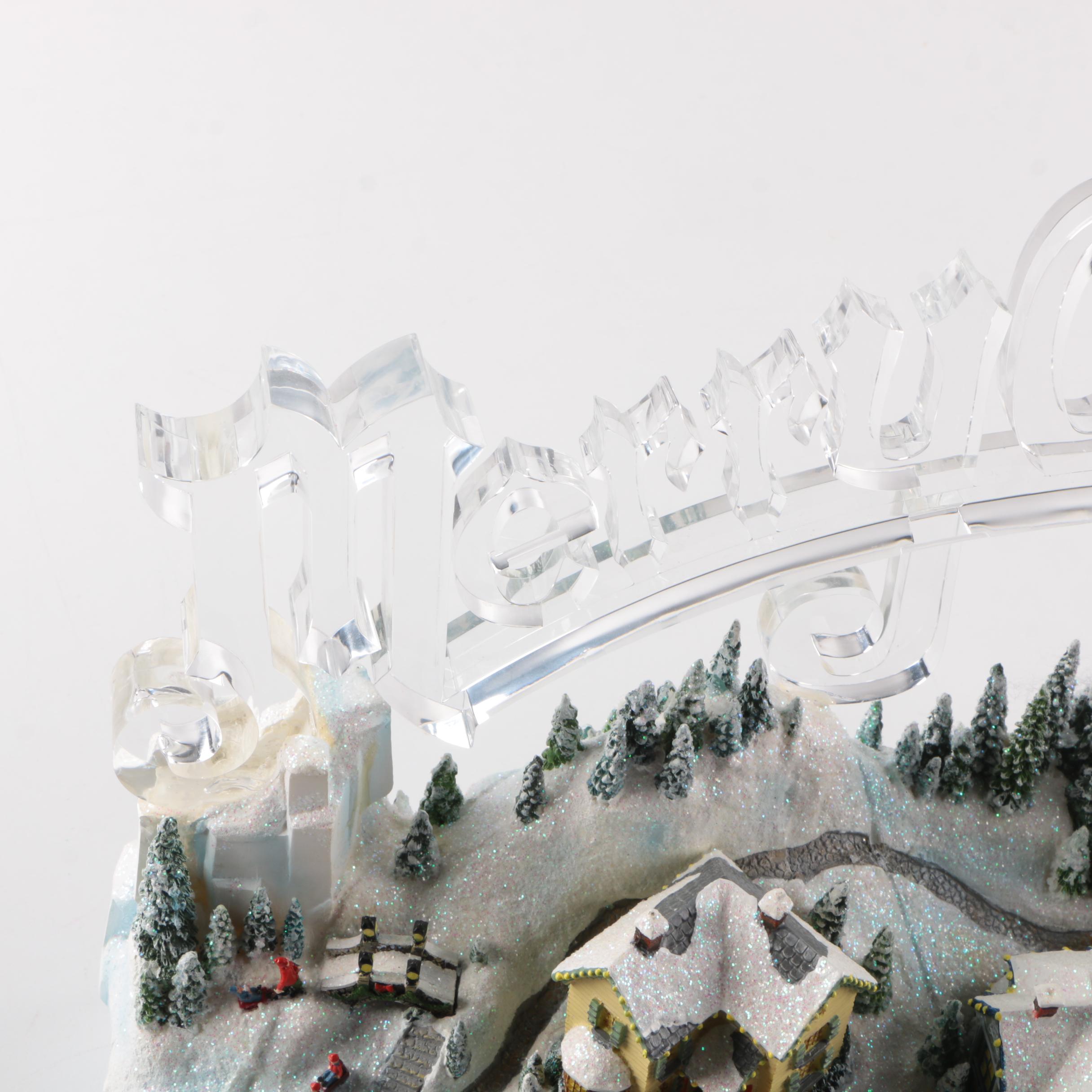 Thomas Kinkade "Santa's Inspiration" Illuminated Moving Musical Wonderland