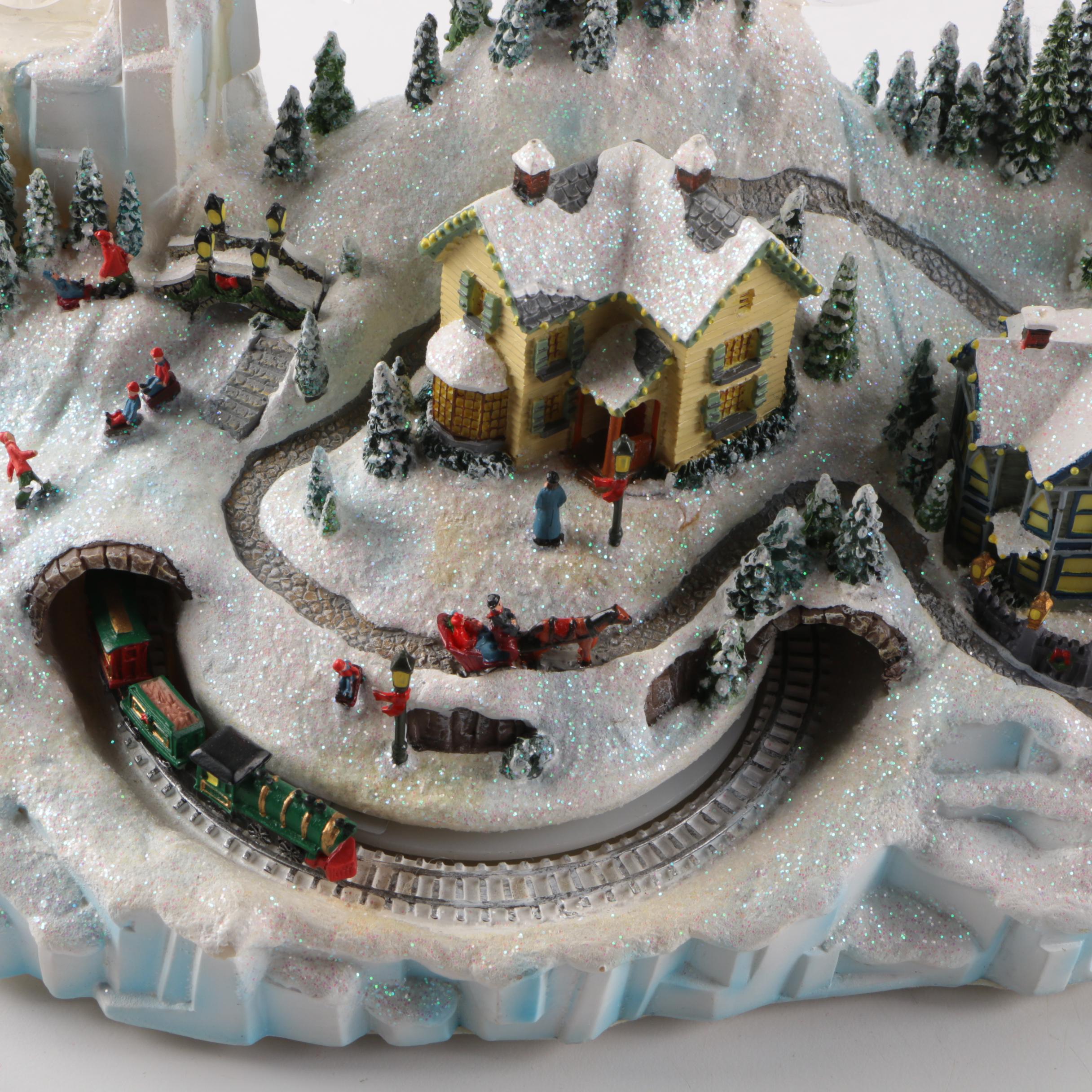 Thomas Kinkade "Santa's Inspiration" Illuminated Moving Musical Wonderland