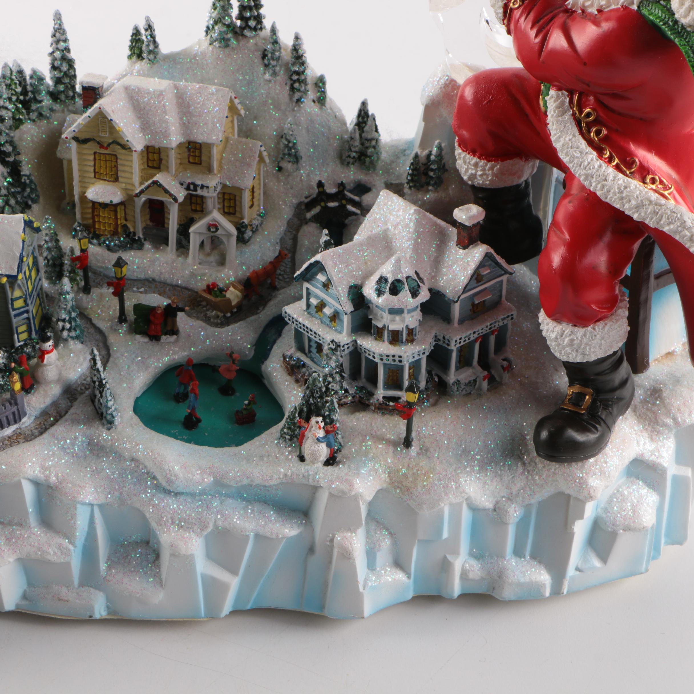 Thomas Kinkade "Santa's Inspiration" Illuminated Moving Musical Wonderland