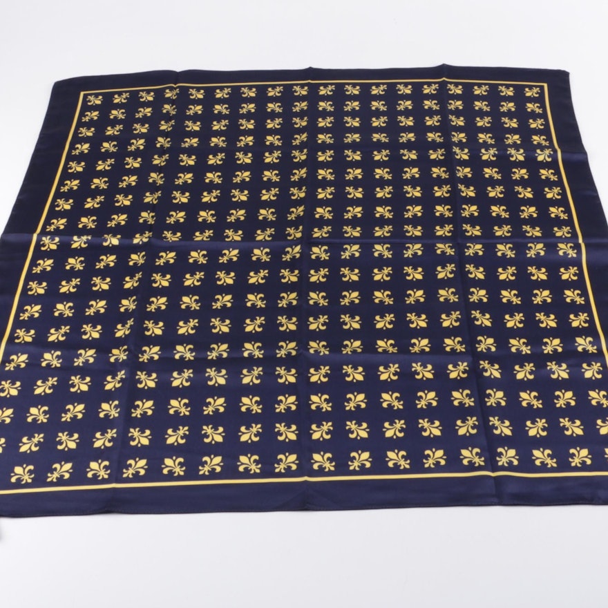 Navy and Gold Fleur de Lis Scarf