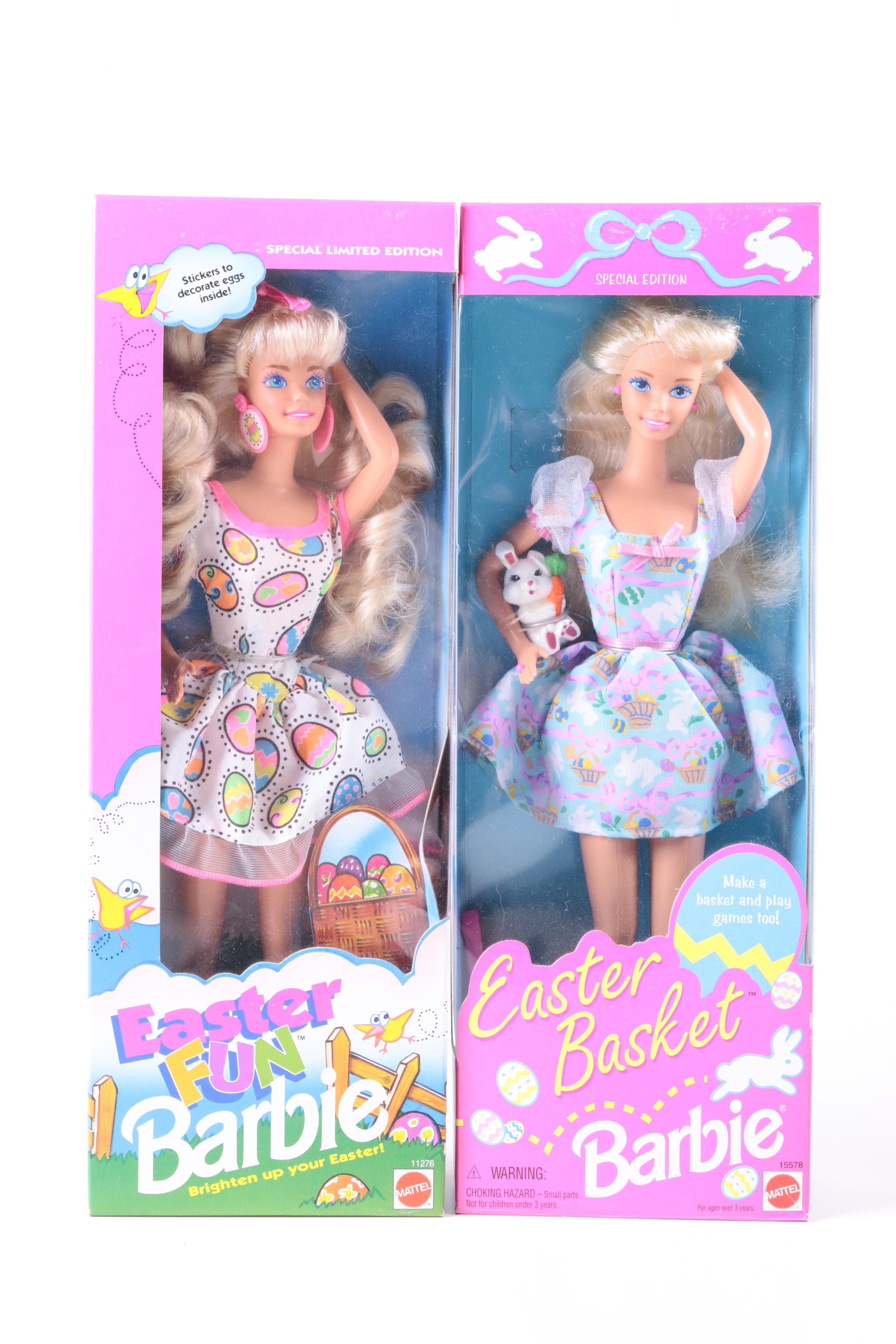 Circa 1995 Easter Themed Barbies