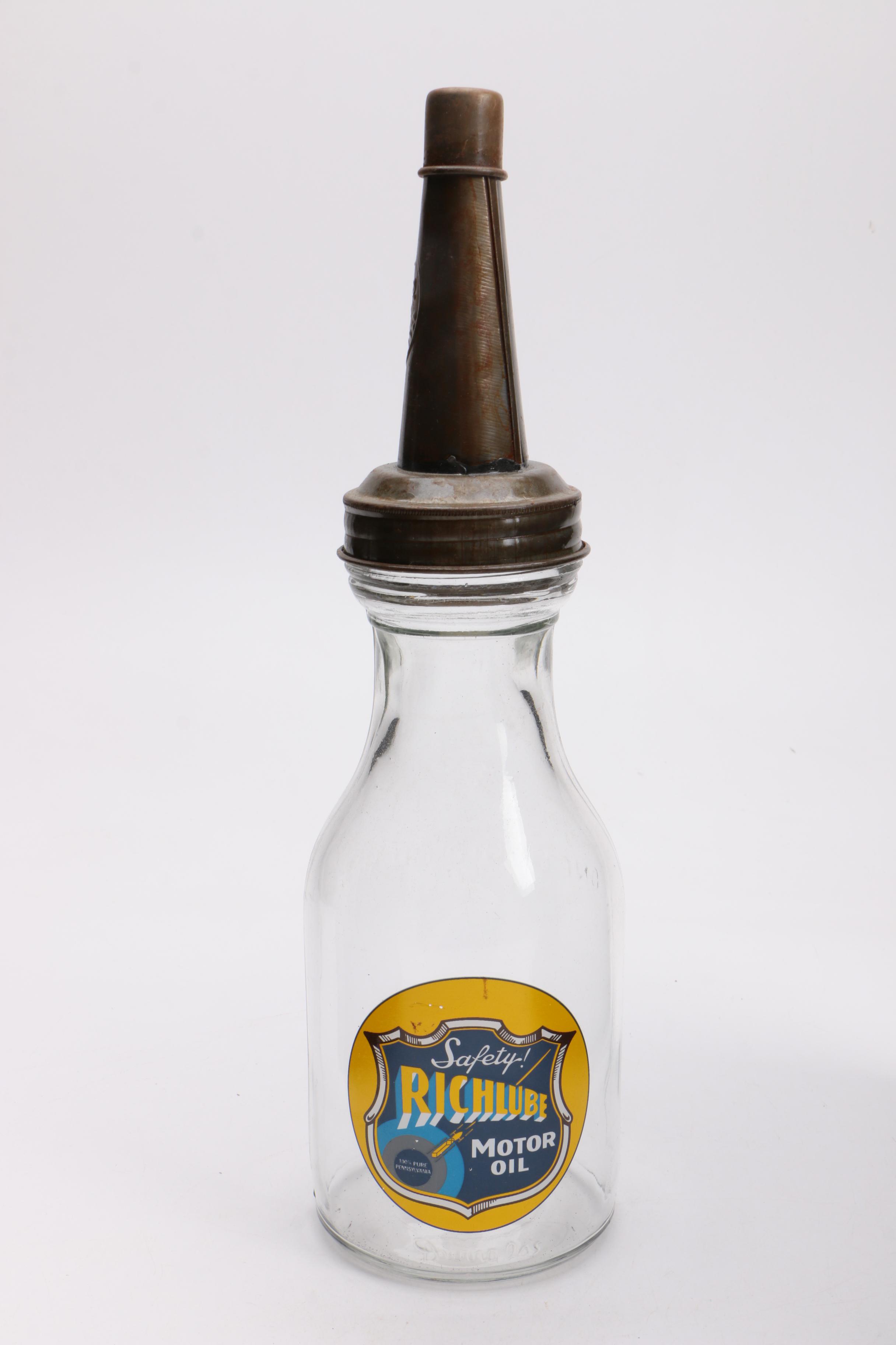 Vintage Motor Oil Bottles In Metal Carrying Case