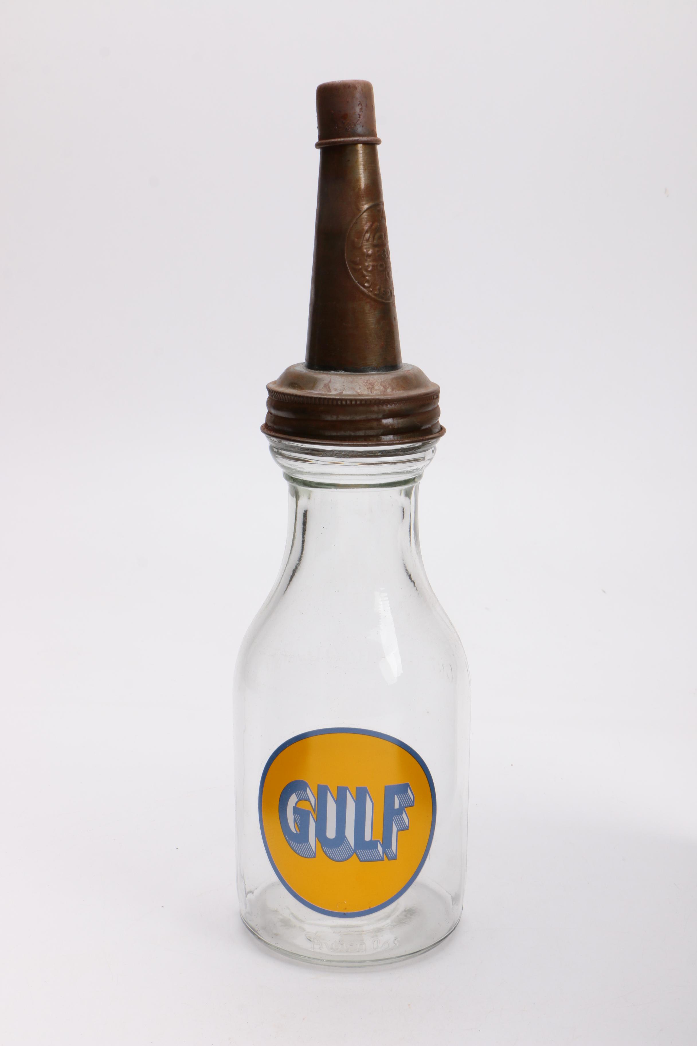 Vintage Motor Oil Bottles In Metal Carrying Case