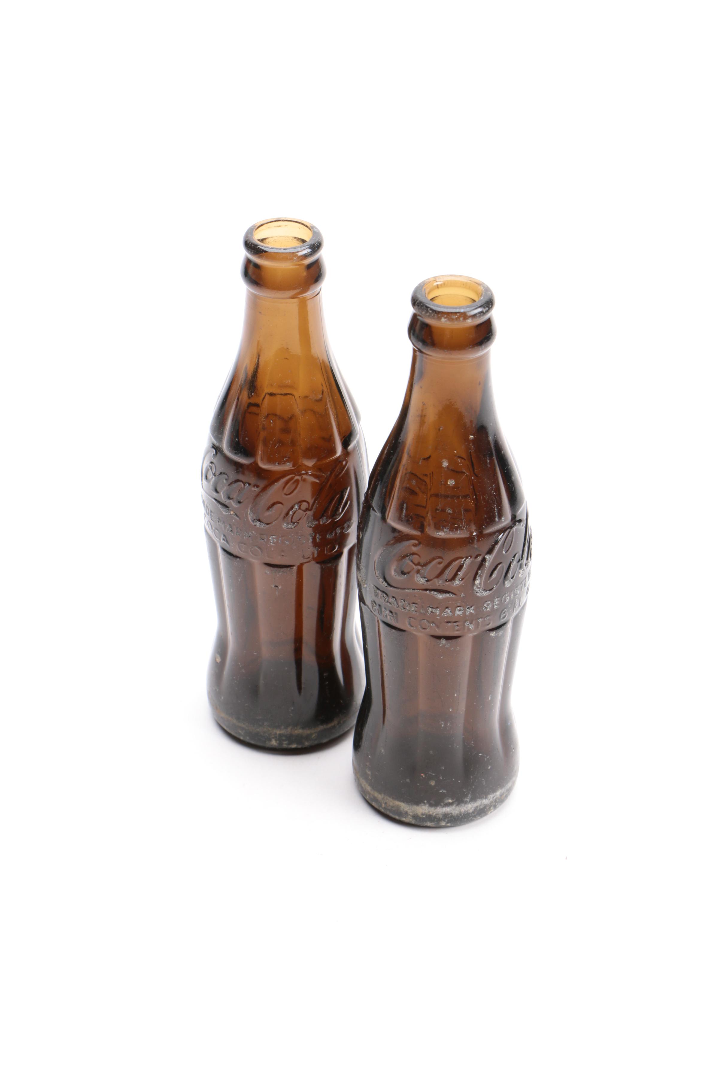 Vintage Brown Glass Coca-Cola Bottles