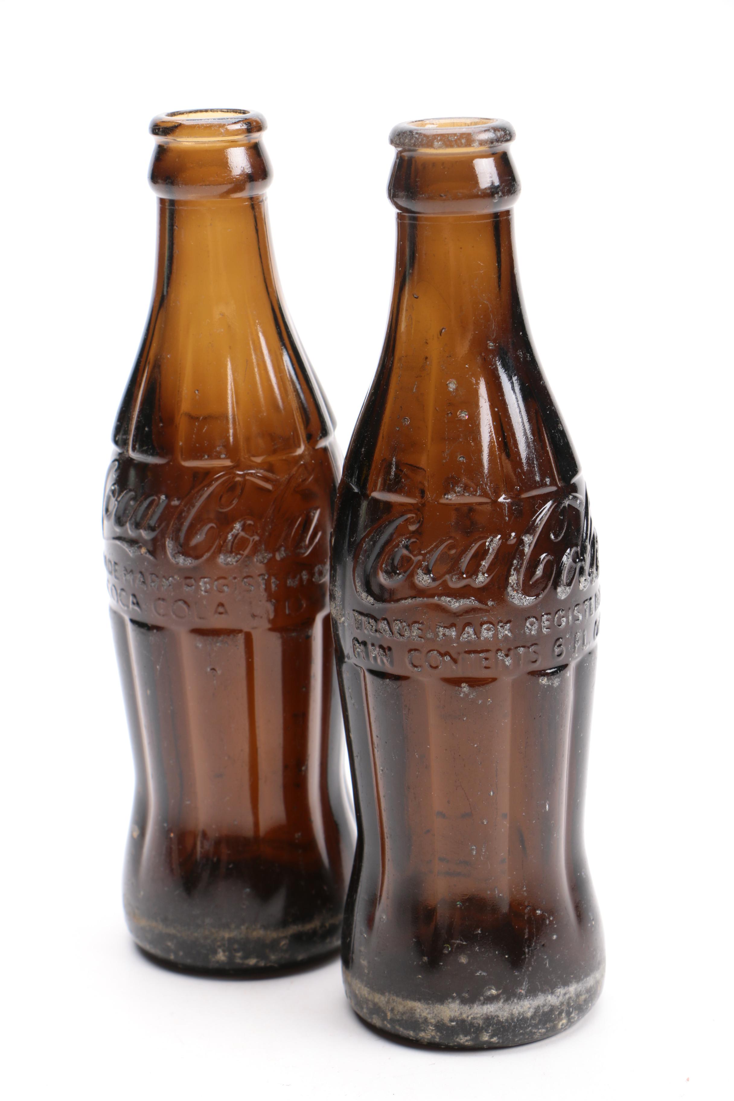 Vintage Brown Glass Coca-Cola Bottles