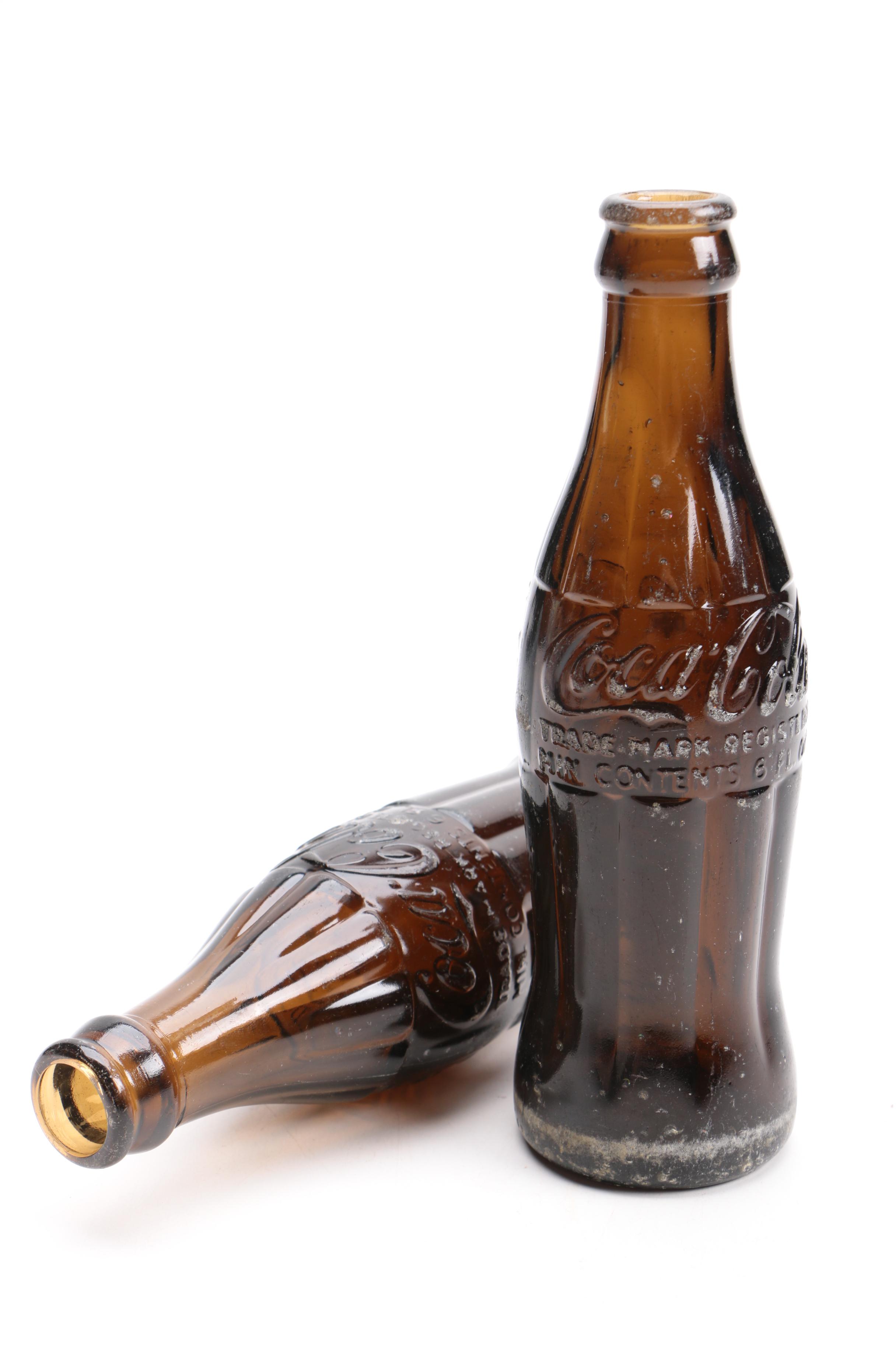 Vintage Brown Glass Coca-Cola Bottles