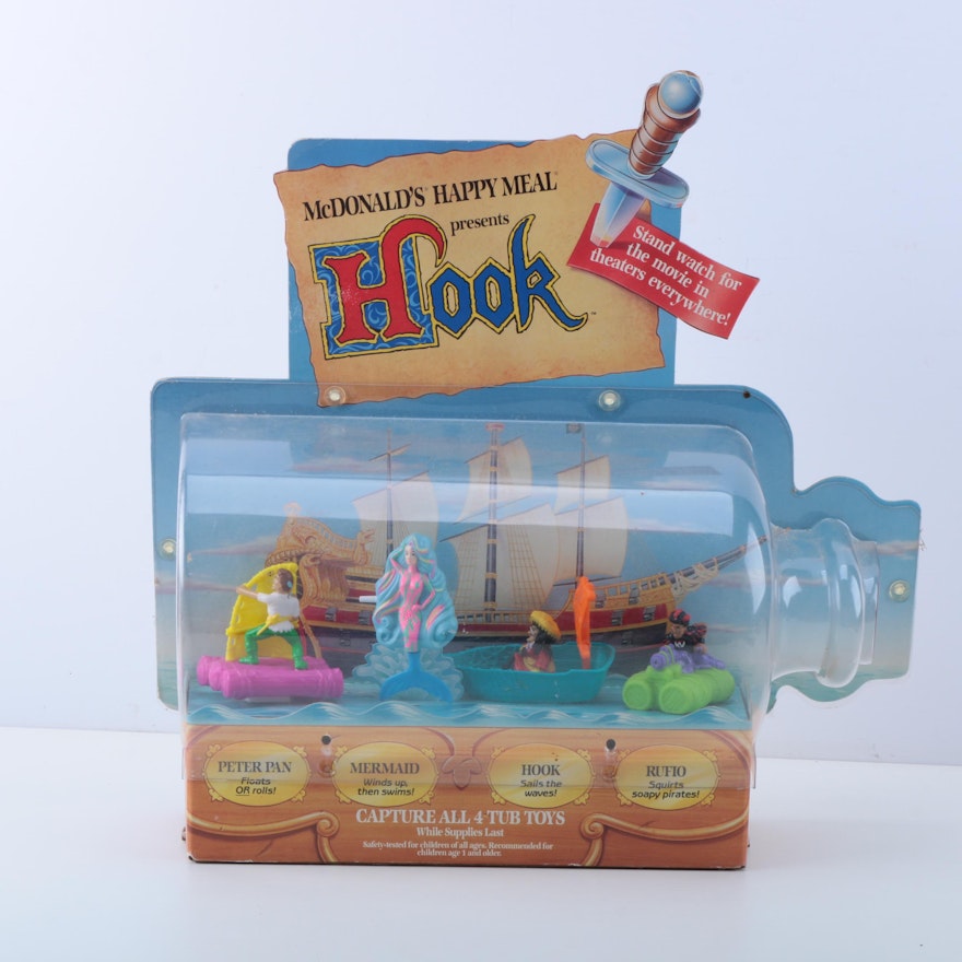 McDonald's Happy Meal "Hook" Movie Tub Toys Collectibles in Display Box