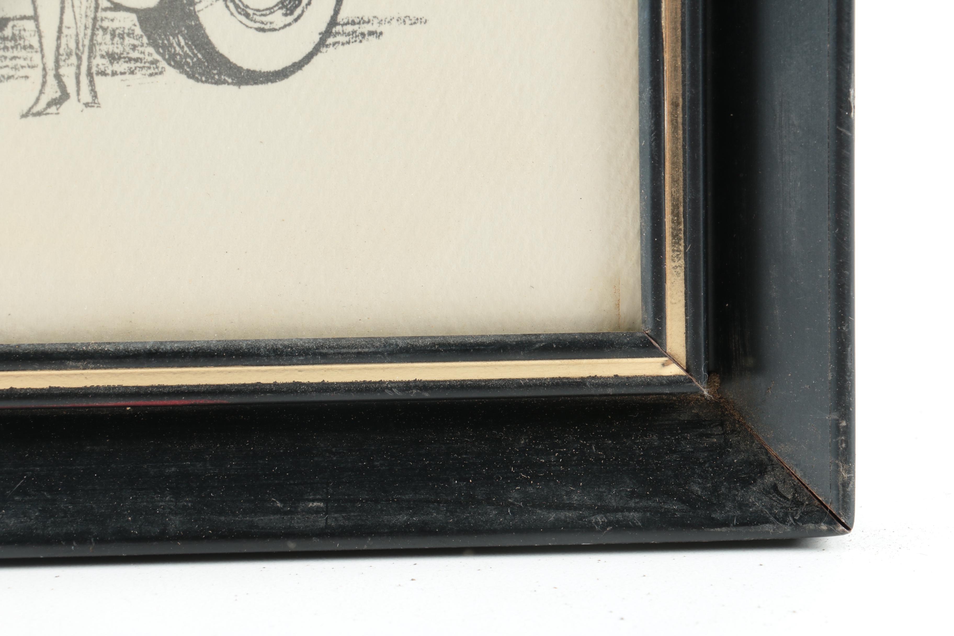 Pair Lithographs on Paper of Modern Car Scenes