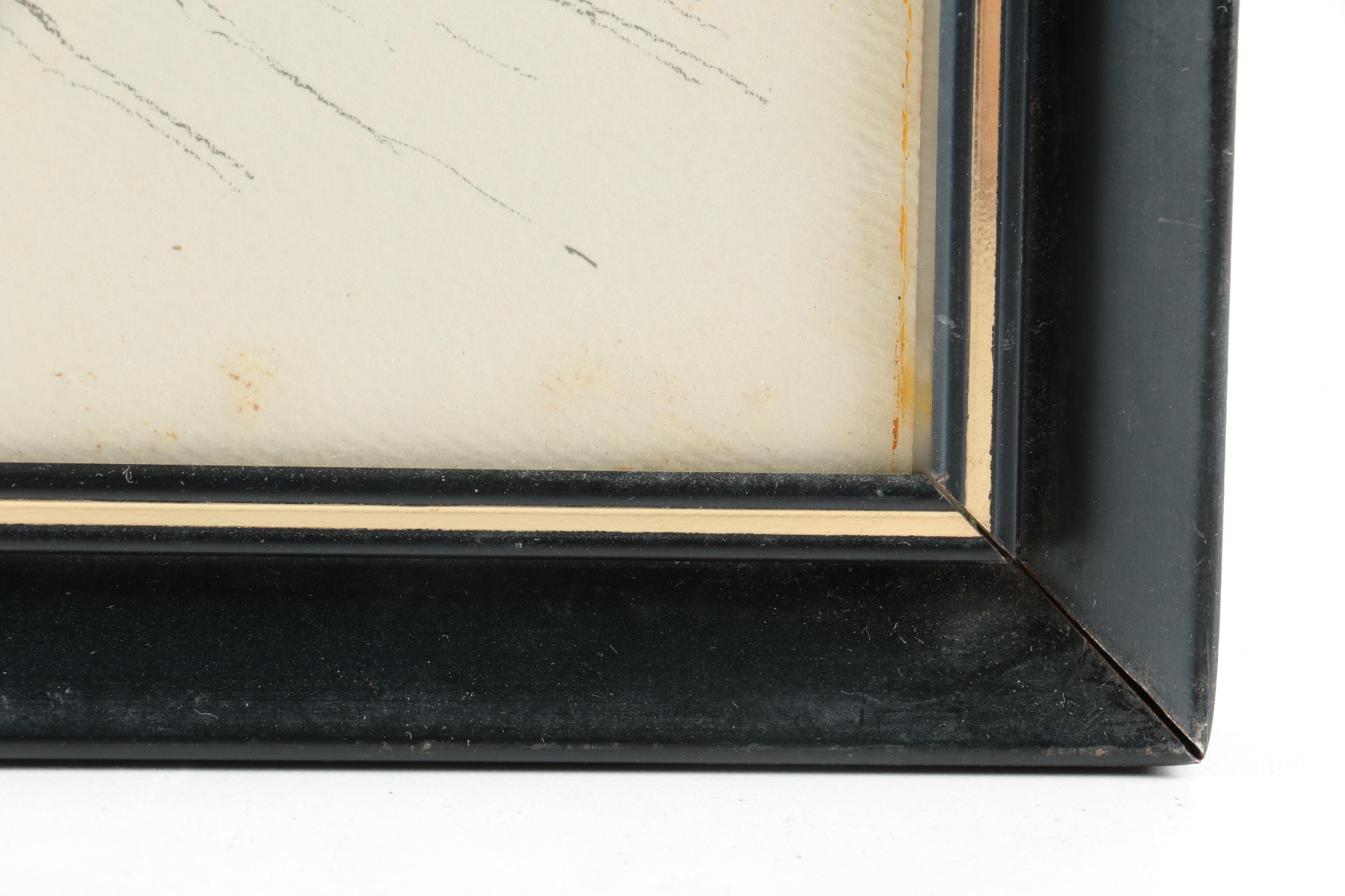 Pair Lithographs on Paper of Modern Car Scenes