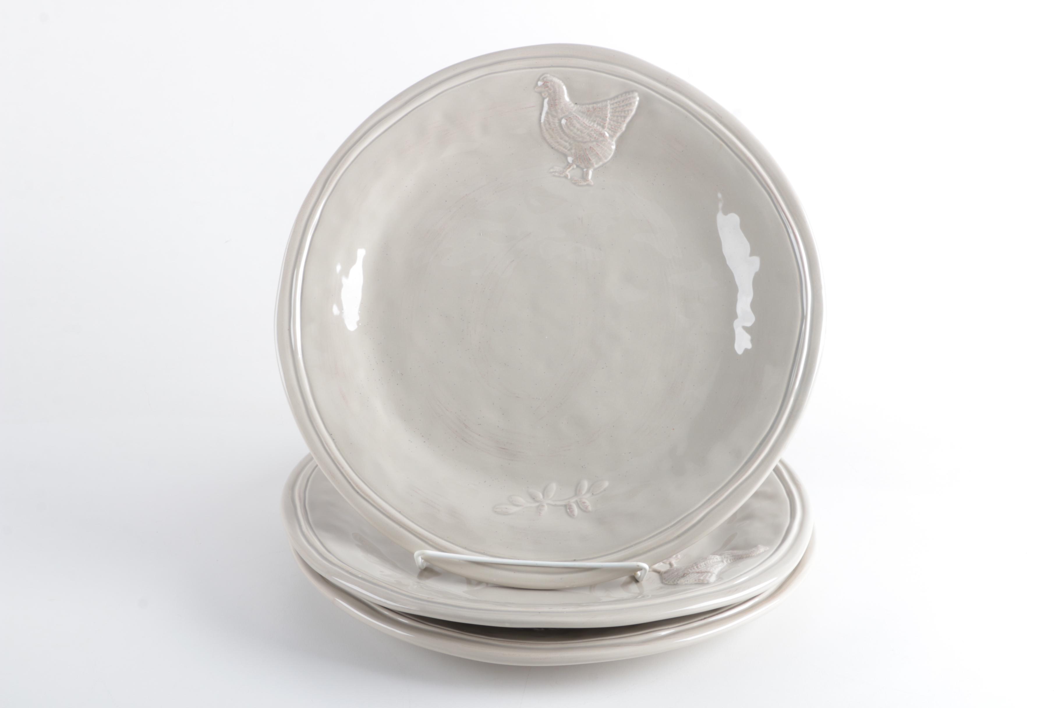 Zodax White Ceramic Hen Bowl Set with Serving Plates