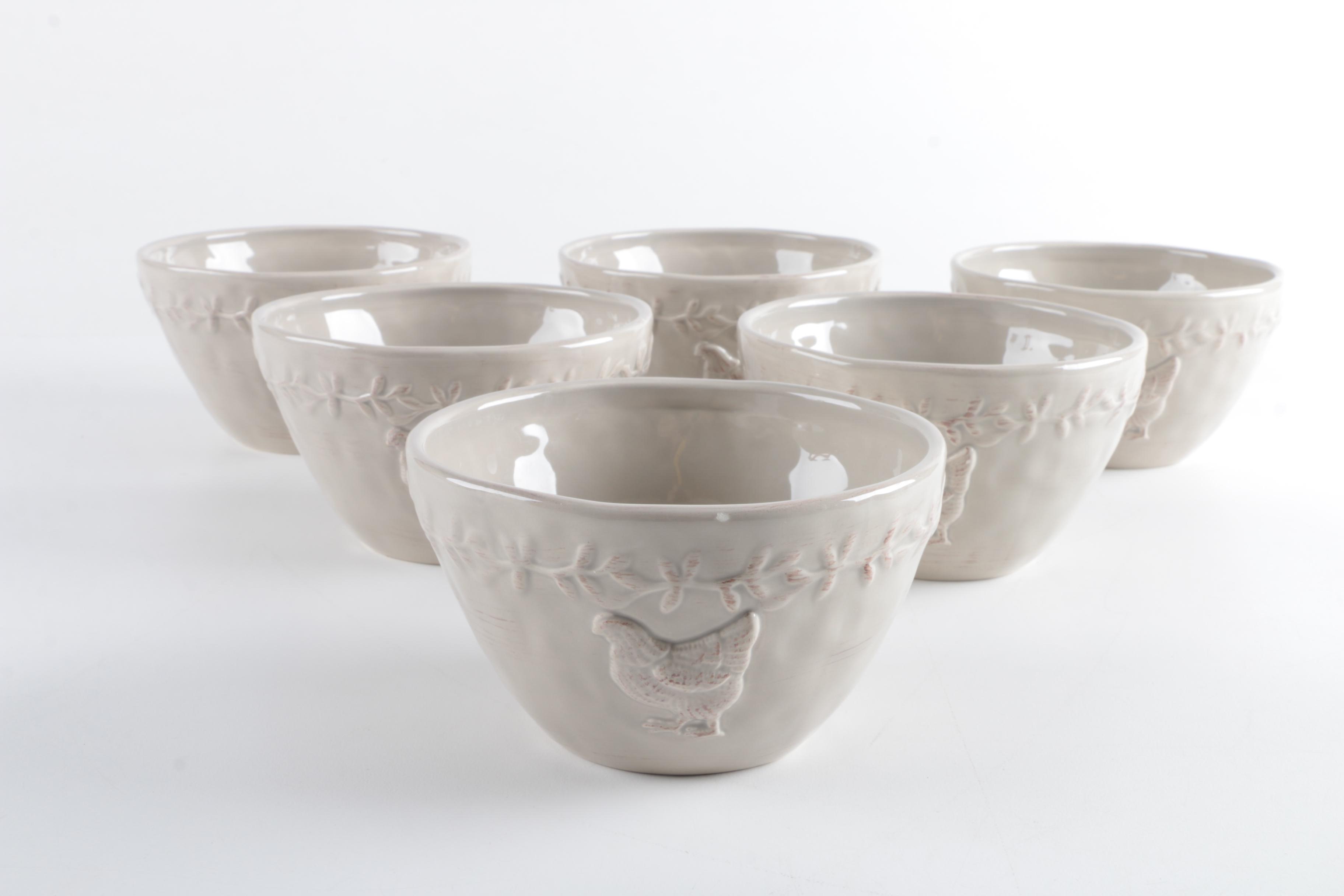 Zodax White Ceramic Hen Bowl Set with Serving Plates